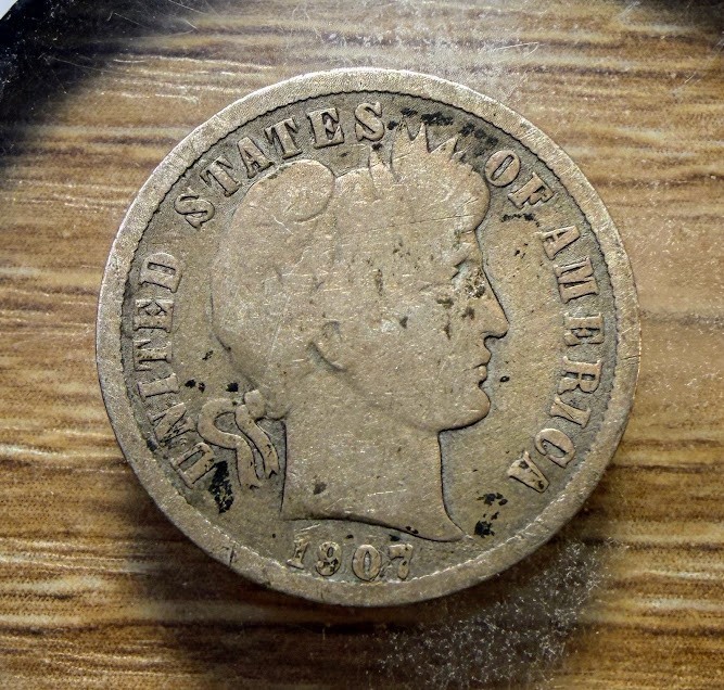 1907-P Barber Dime - Actual Silver Coin Shown - Free Shipping & Tracking INV207