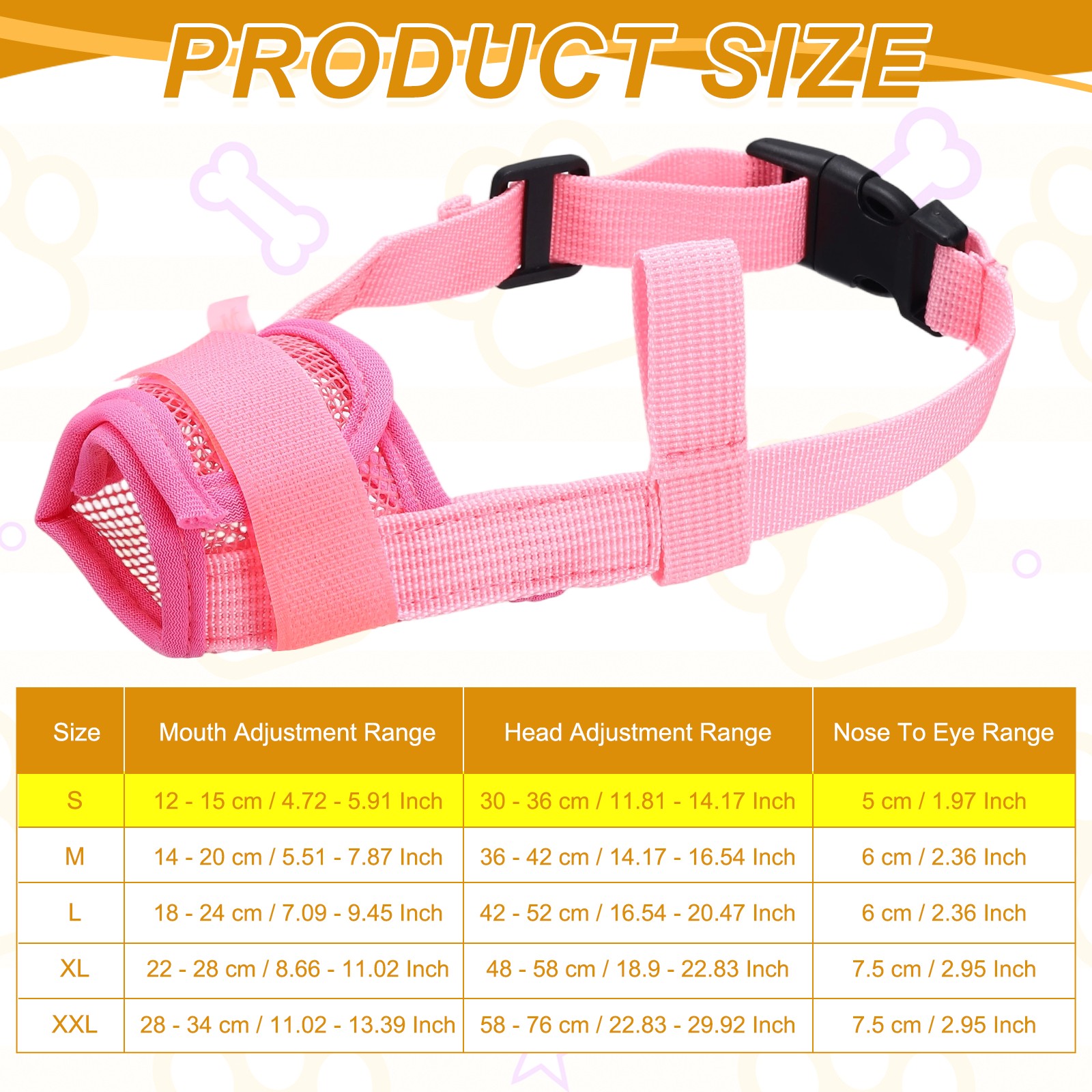 Dog Muzzle Soft Mesh Muzzle Mouth Guard Cover Pink S