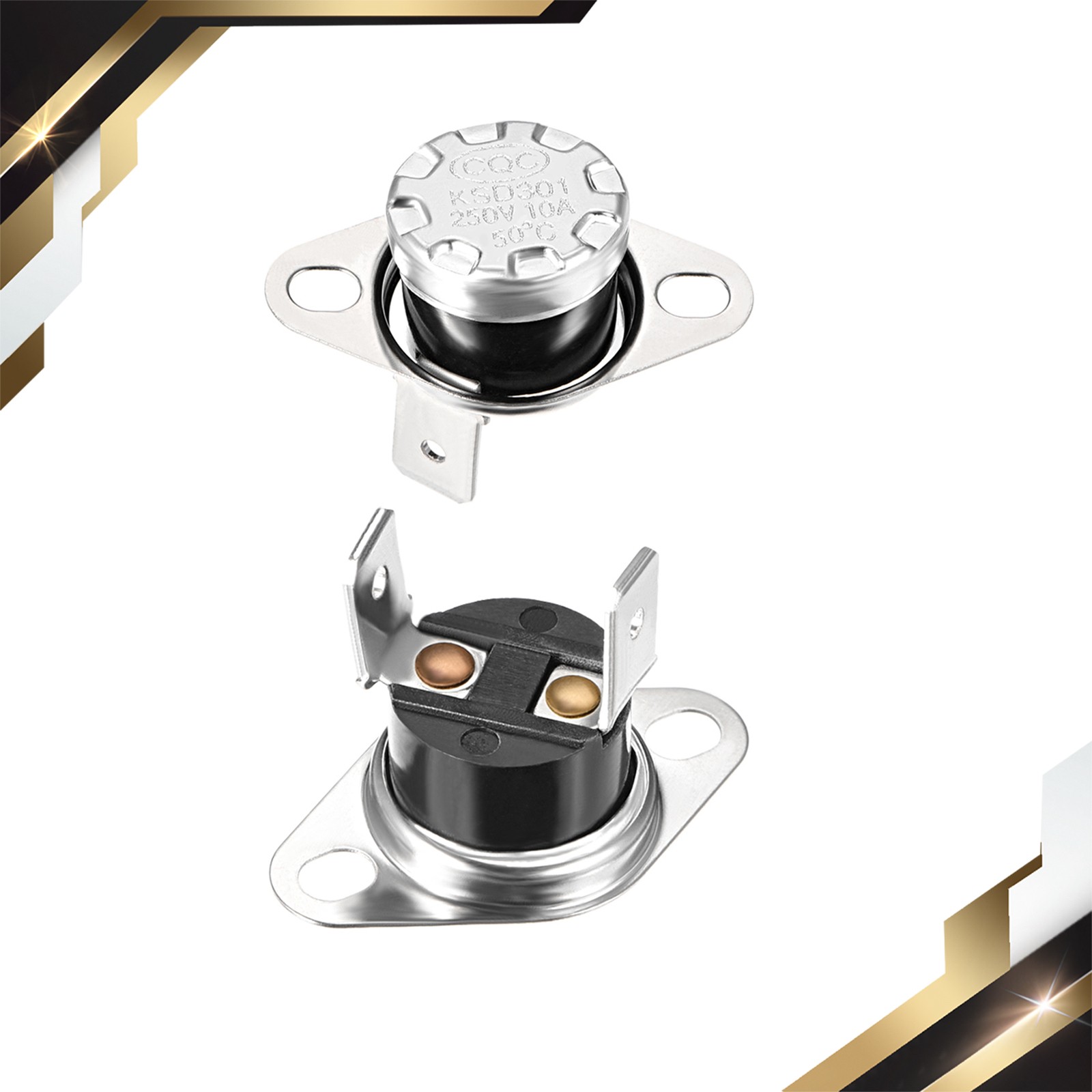 2 x Temperature Control Switch Thermostat KSD301 50°C 10A NO 6.3mm Pin