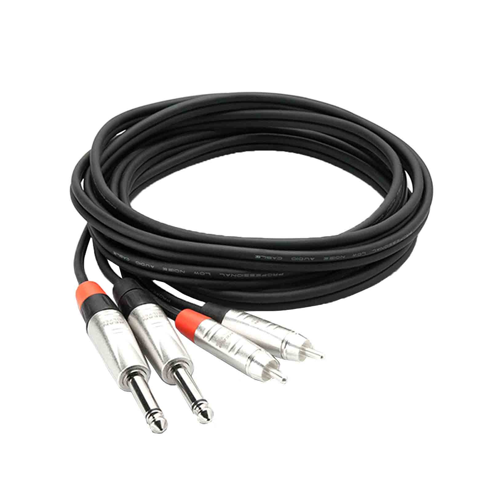Hosa HPR-020X2 20' Dual REAN 1/4" TS Male to Dual RCA Male Interconnect Cable