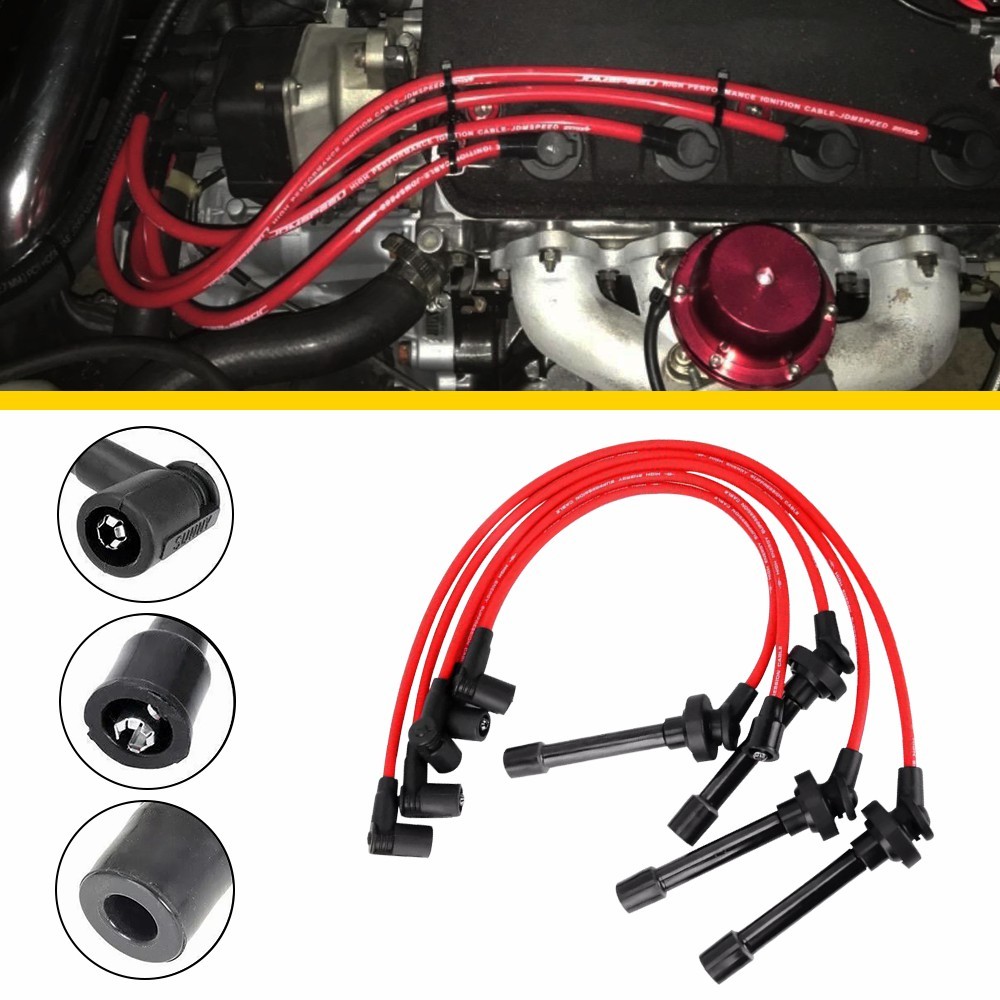 5PCS RED Spark Plug  Wires Fit Honda Civic DX EX LX GX HX Si 1.6L 1992-2000 USA