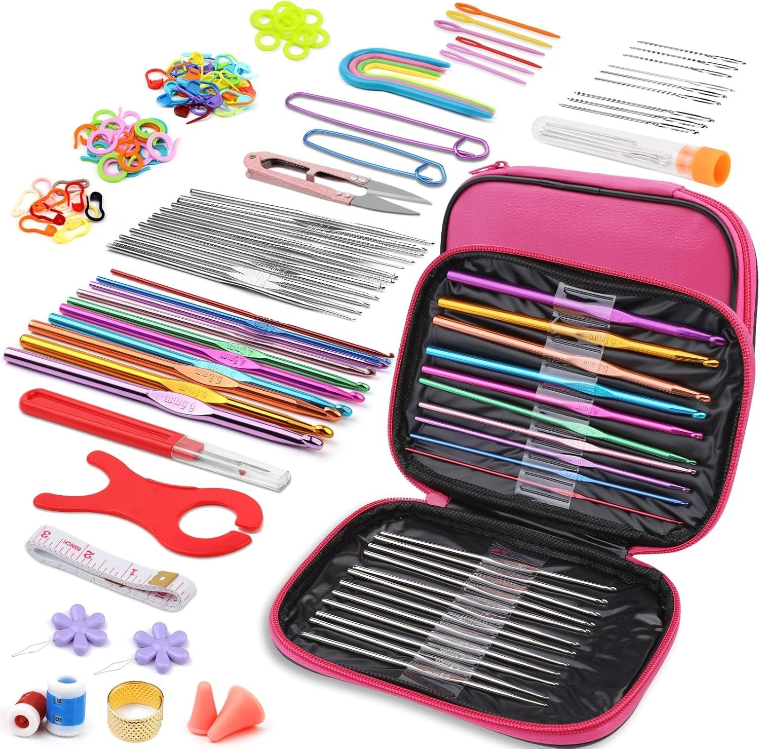 110PK Set Juego De Agujas Para Tejer Ganchos Herramientas Costura Hilado Tijeras