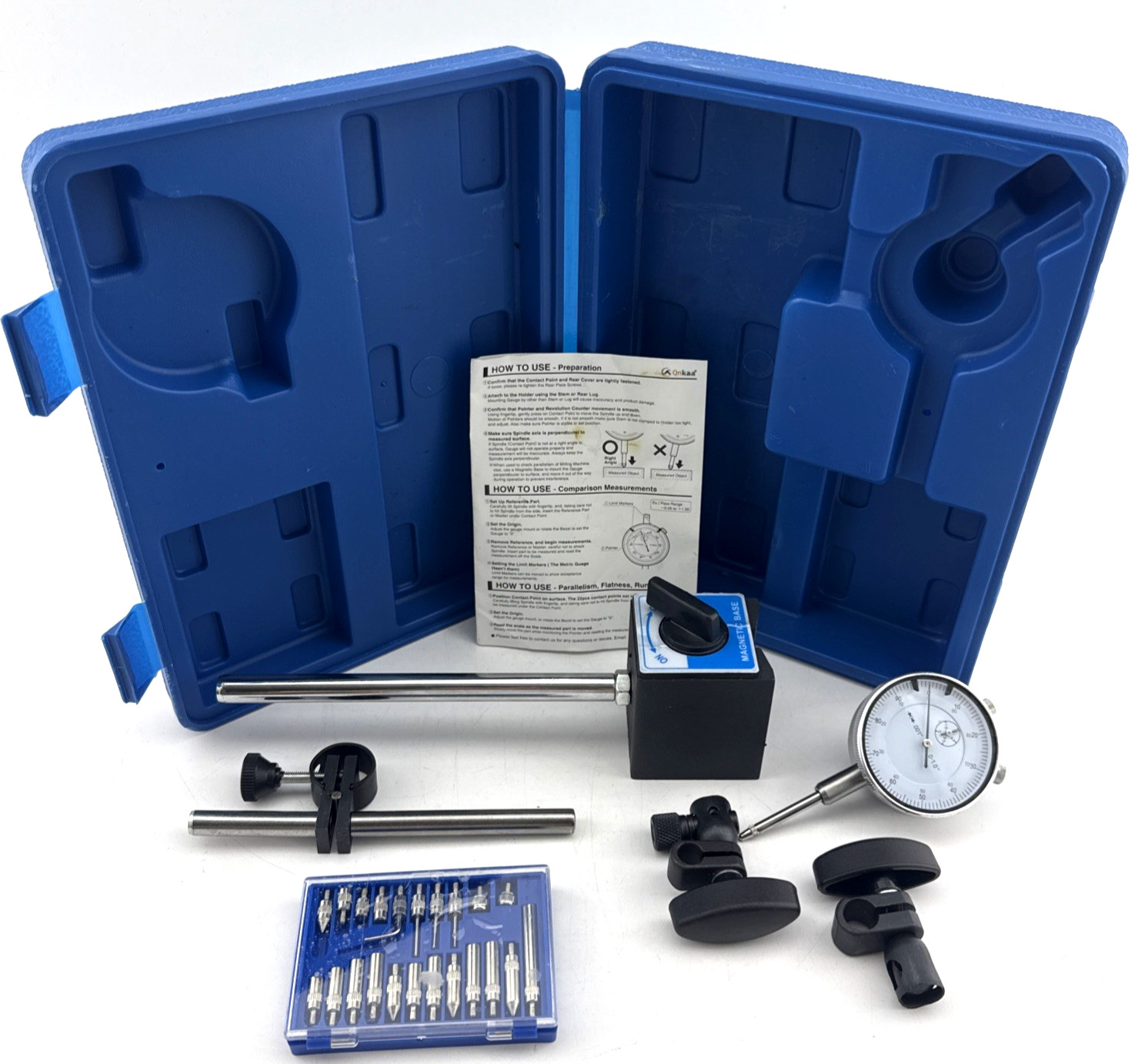 Dial Indicator with Magnetic Base 0-1" Gauge Test Indicator Set