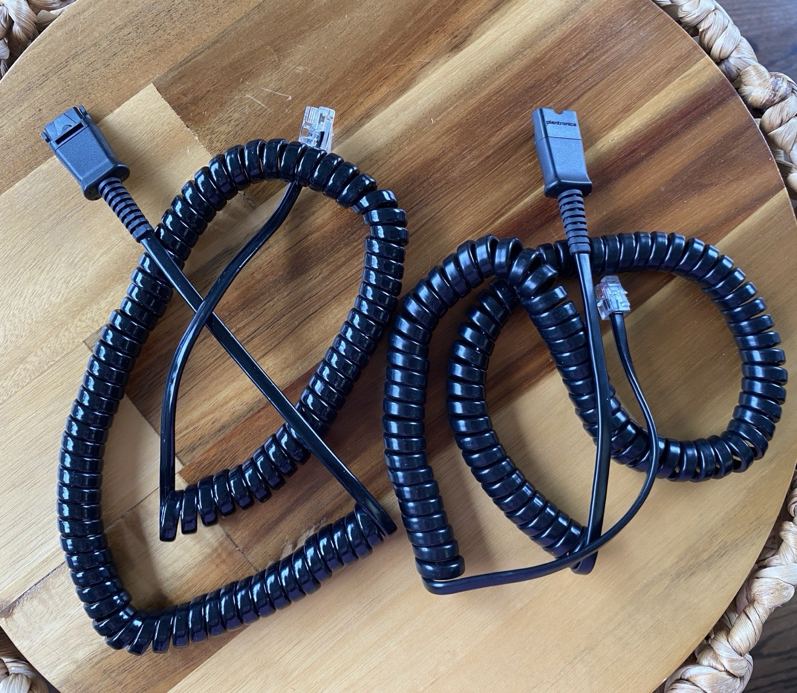 Lot of 2 Plantronics A10-16 QD Cable for Plantronics H & HW headsets to phones