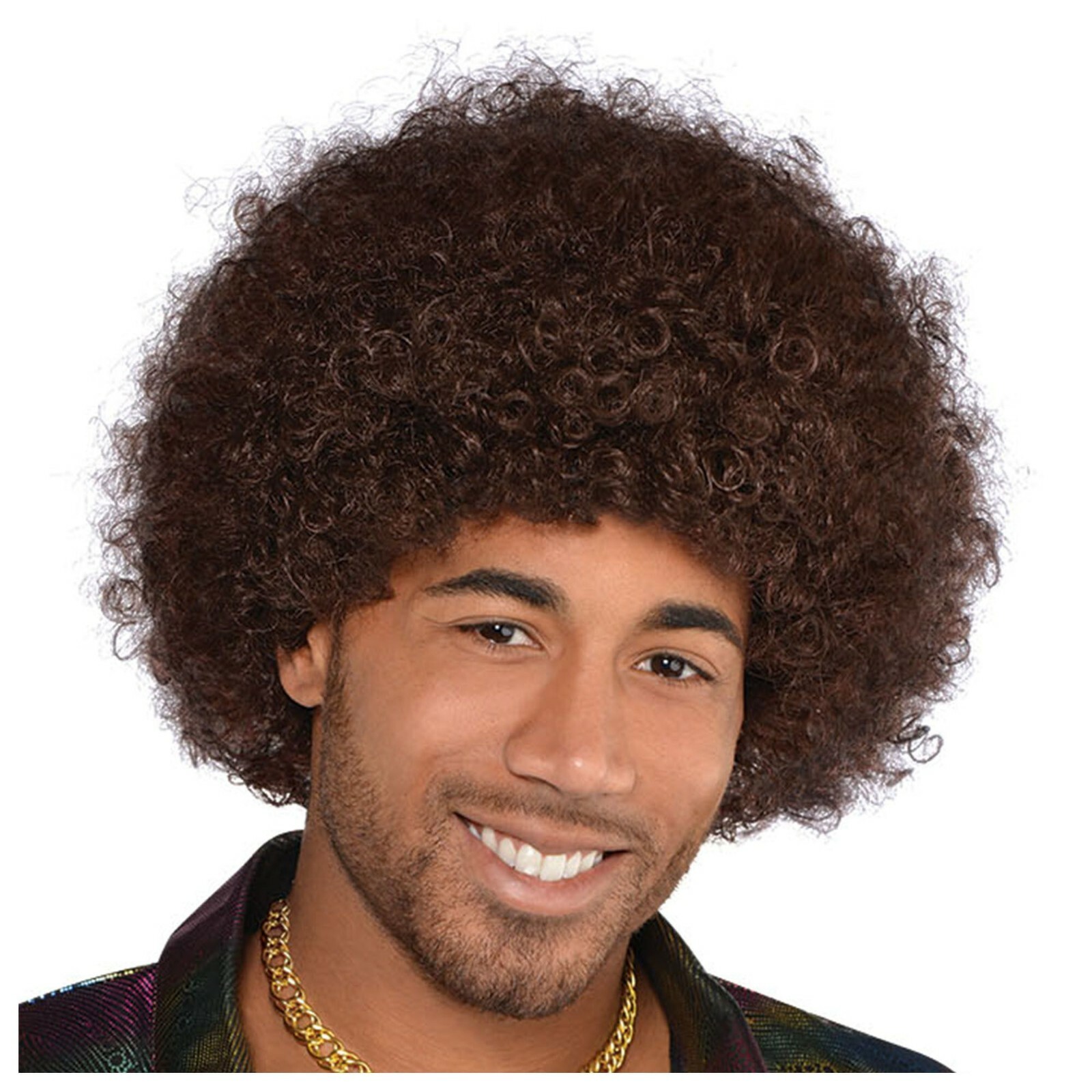 Amscan Brown Afro 70s Perm Disco Hippie Halloween Accessory Adult Wig 840344