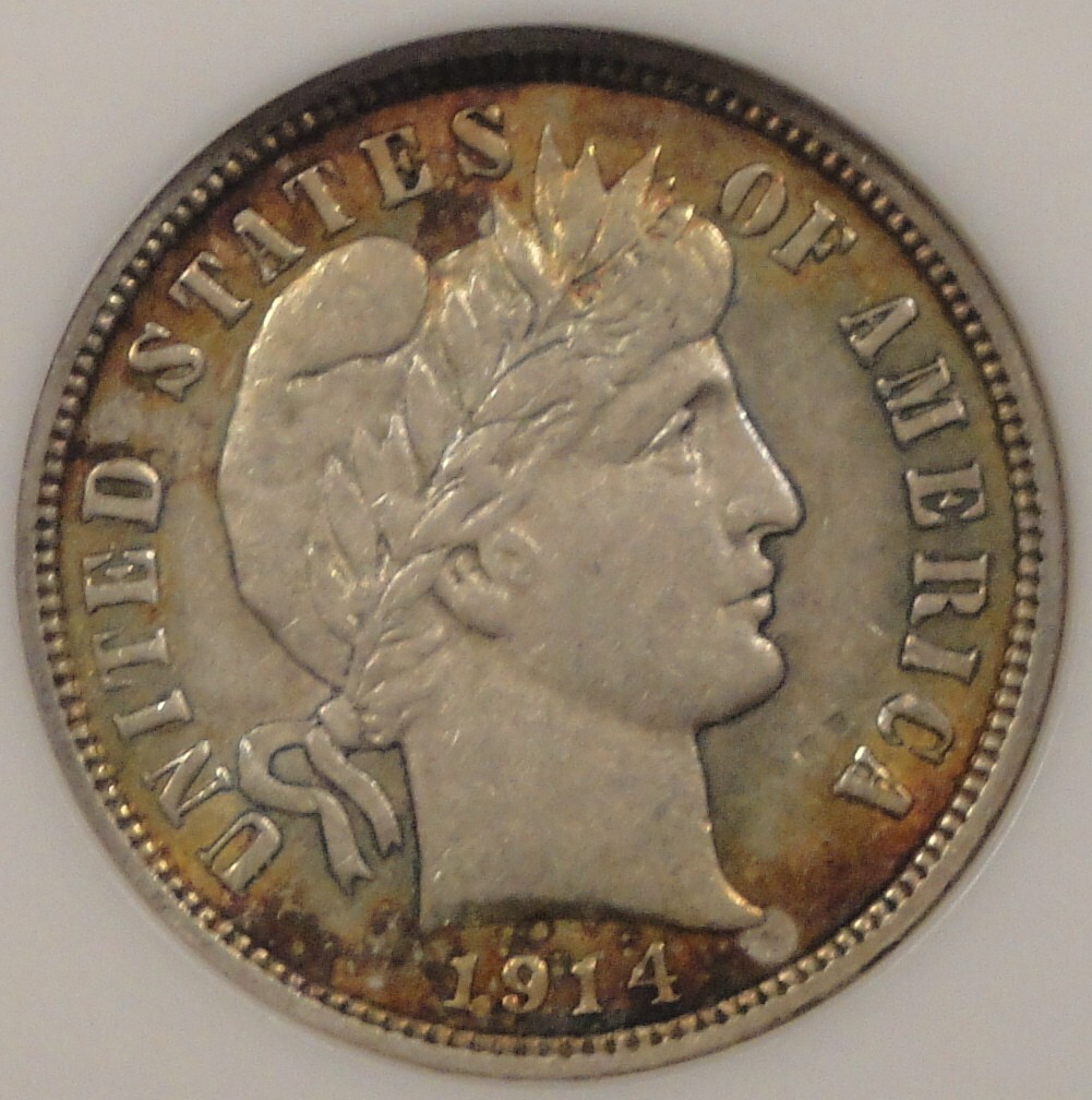 1914-D Barber Dime 10c NGC Certified AU55