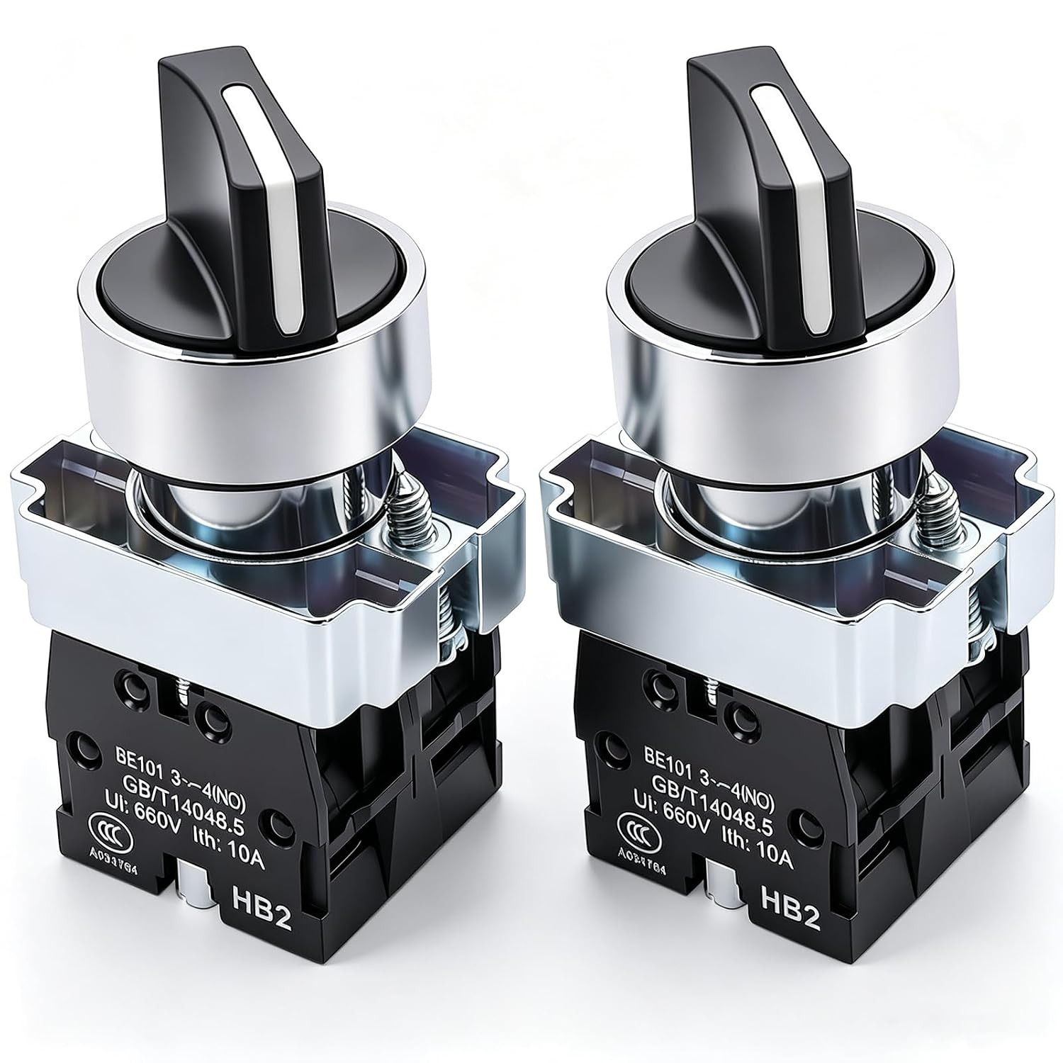 2 Pack 22Mm 3 Position Maintained Selector Switch, 2NO 10A 440V Latching
