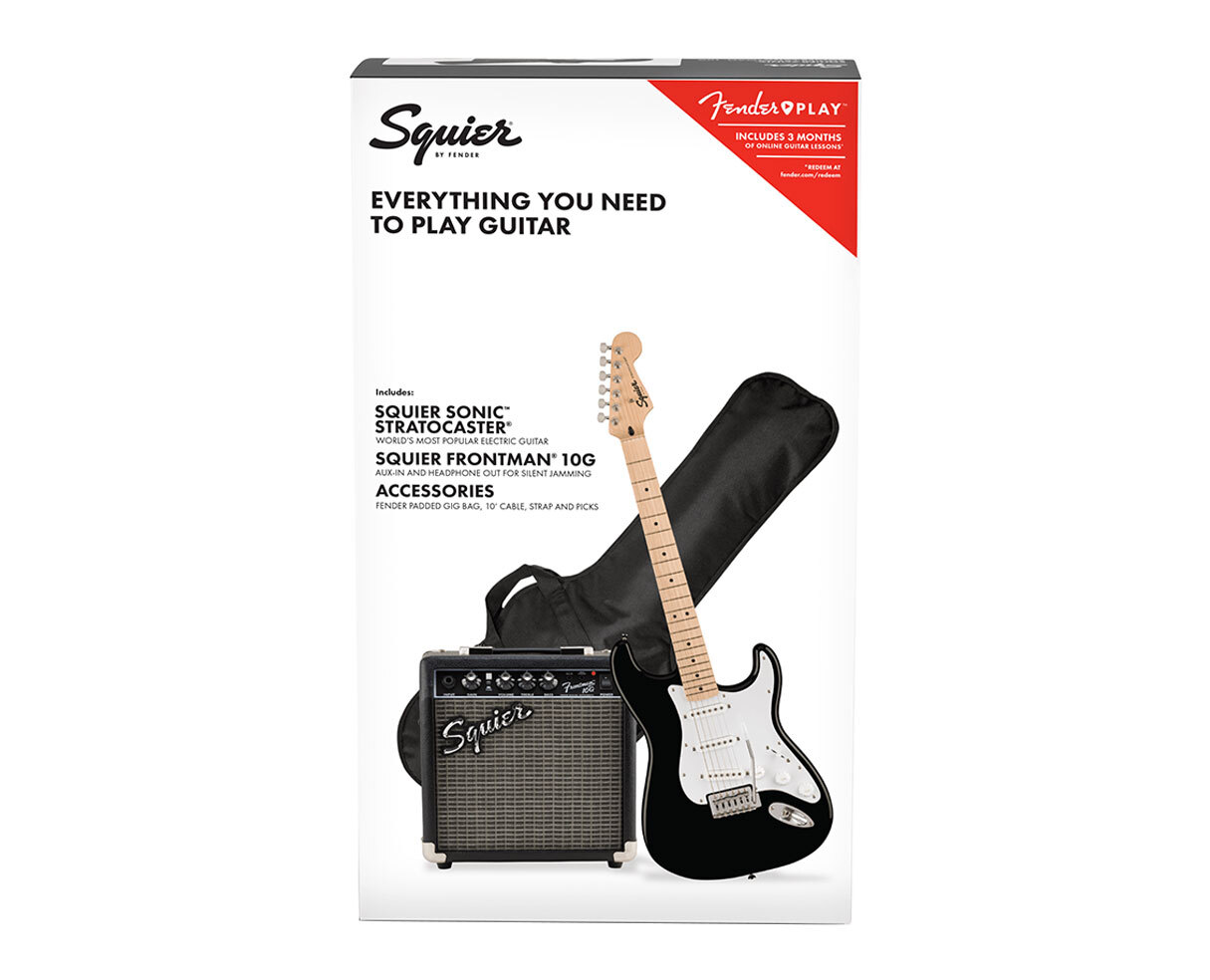 Squier Sonic Stratocaster Pack - Black w/ Maple Fingerboard