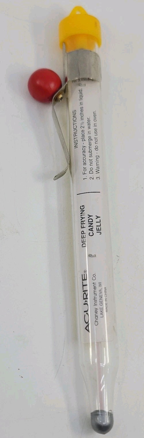 Vtg Chaney Institute Acu-rite Glass Thermometer Deep Fry Candy Jelly Made in USA