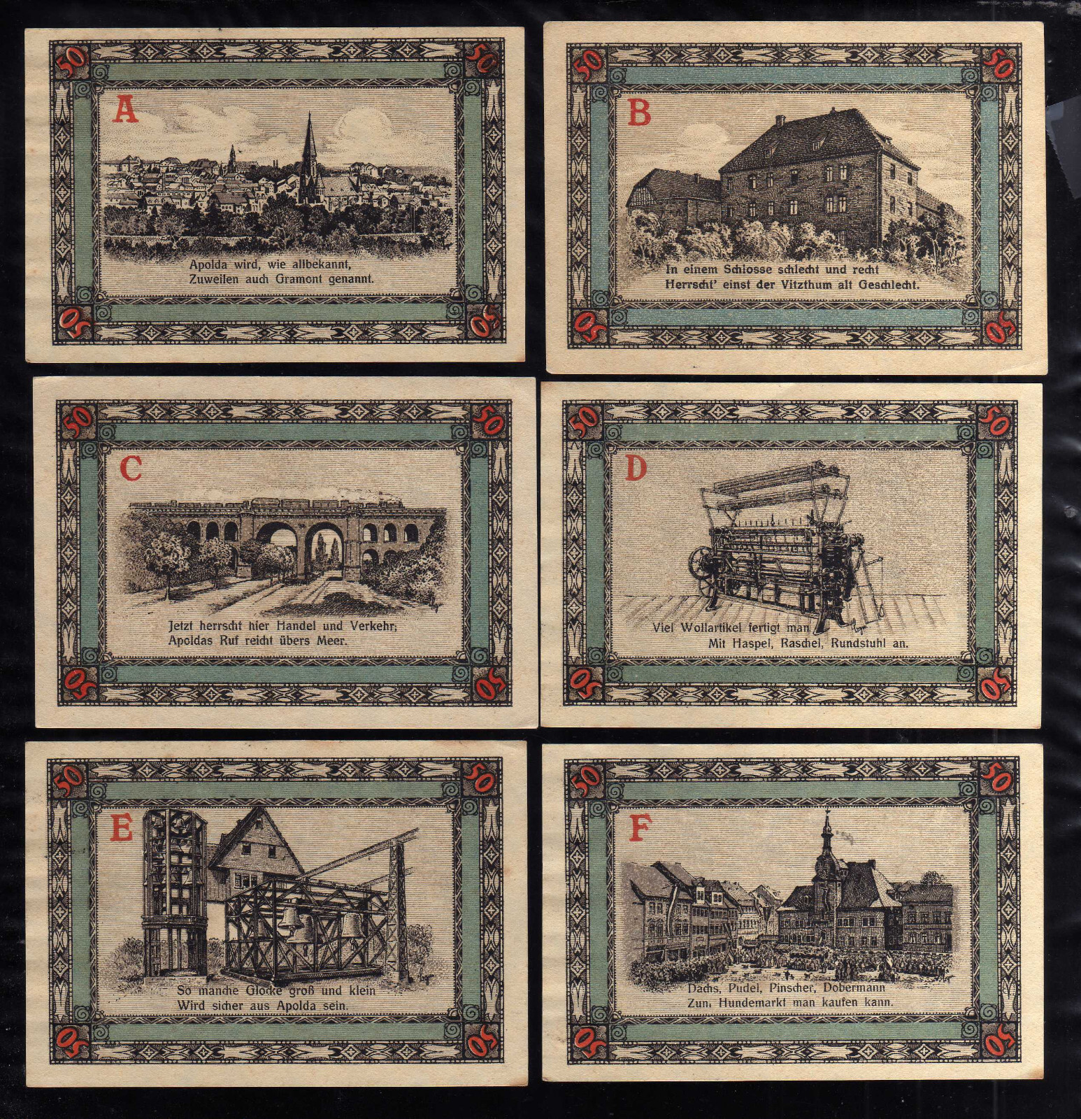 APOLDA - GERMANY NOTGELD -   6 x 50 PFENNIG