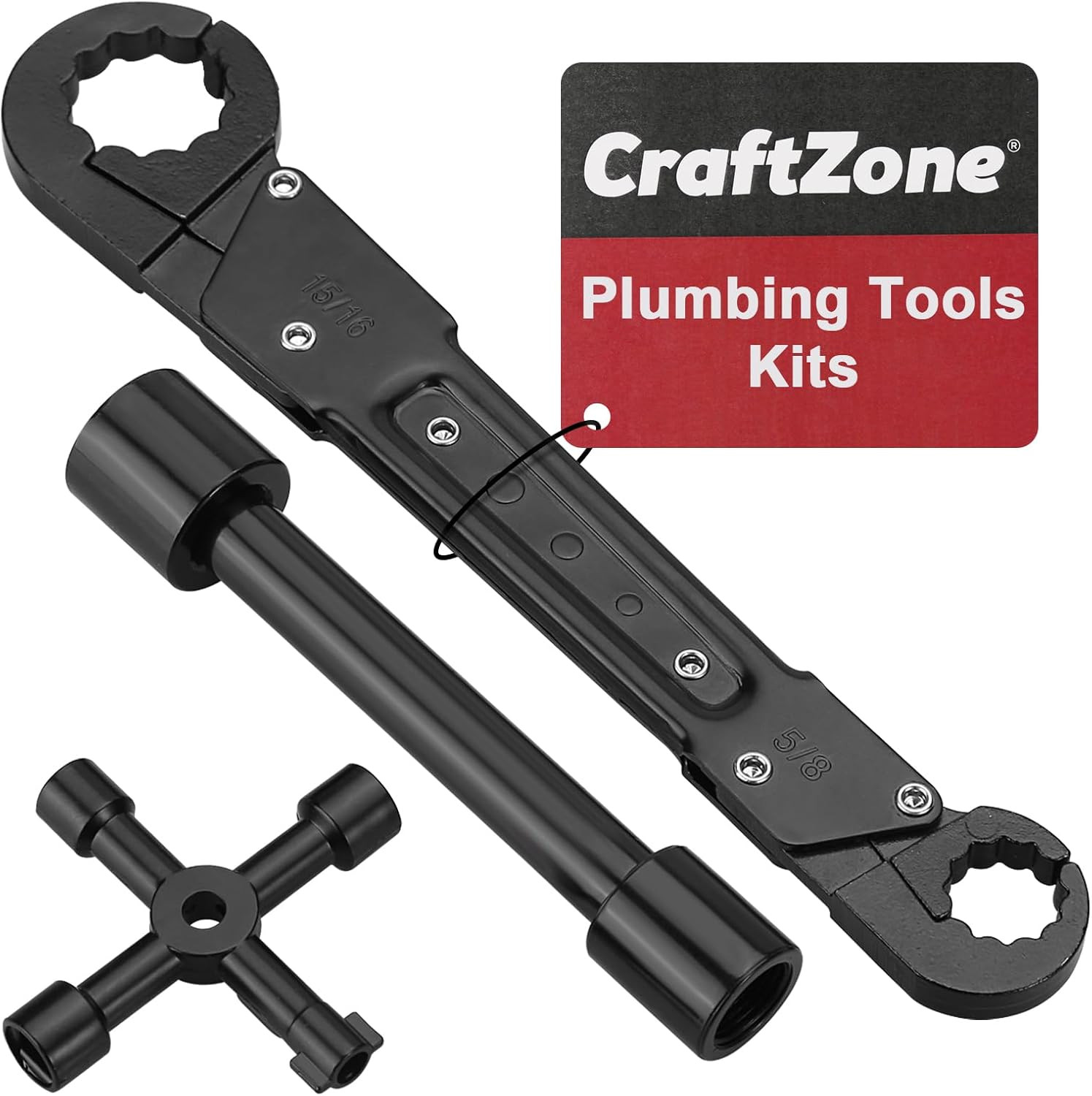 Plumbing Tools Angle Stop Wrench Kit, 3 PCS Plumbers Tool Set with Compression S
