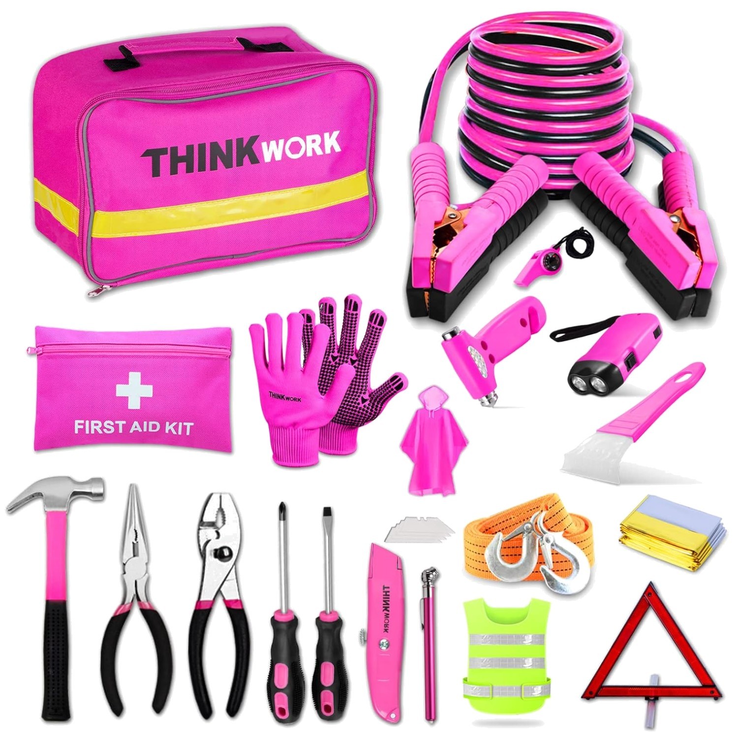 Stylish Pink Roadside Assistance Kit: Perfect for Teen Girls & Women Drivers