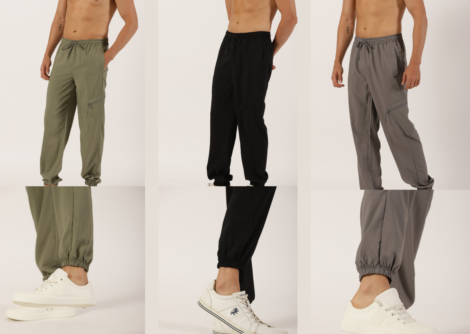 Men’s Cargo Joggers Trousers Water Repellent Slim Fit Elastic Waist Gym Pants