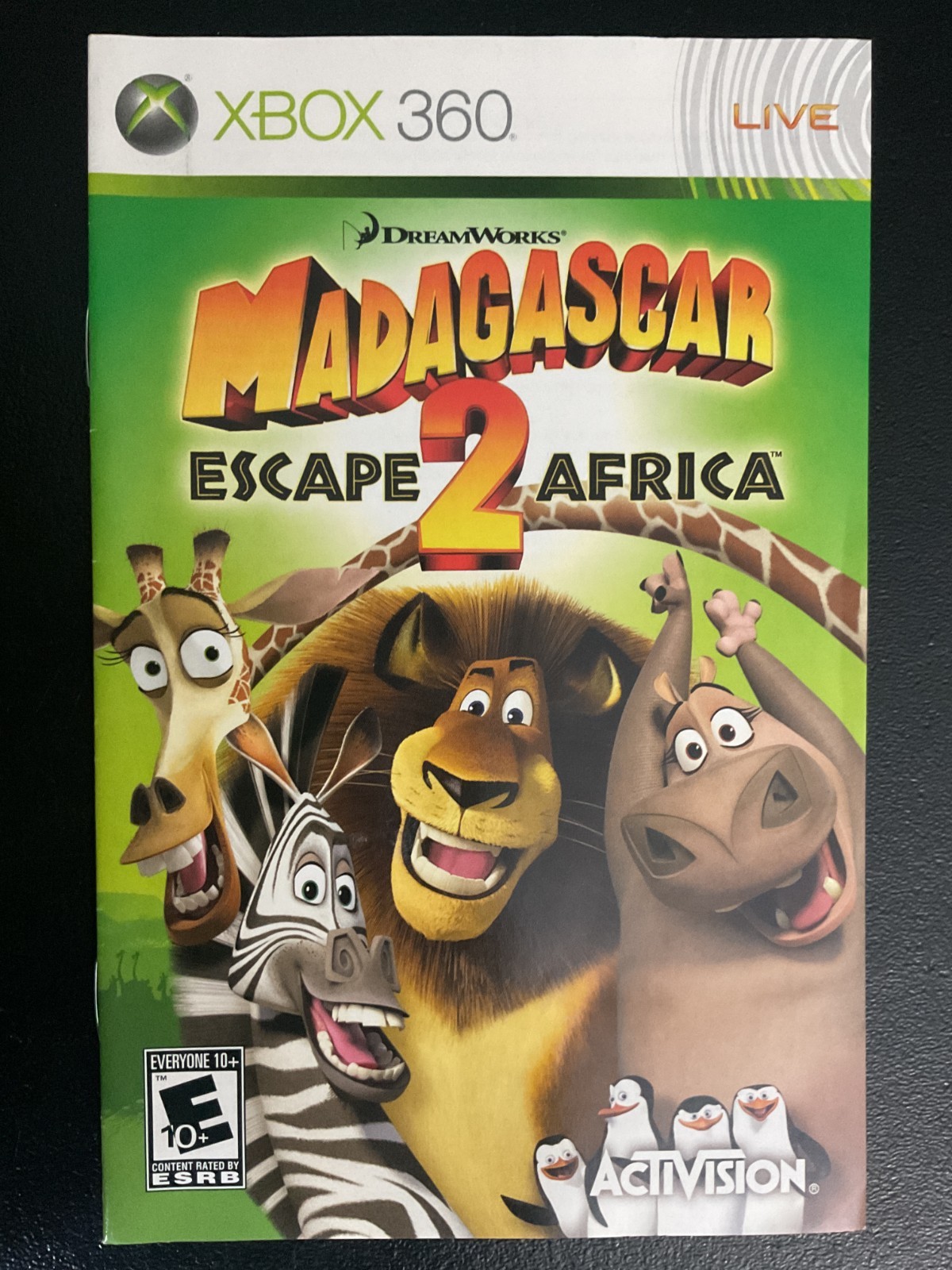 Madagascar 2 Escape 2 Africa Microsoft Xbox 360 Instruction Manual Only