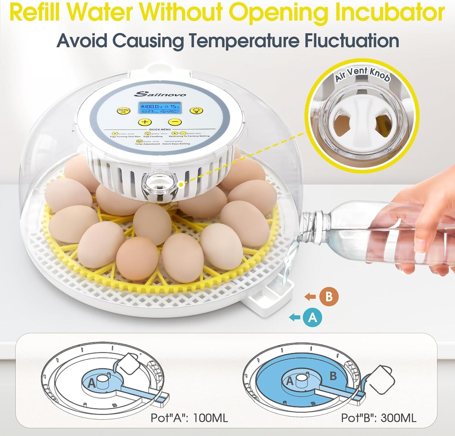 18 Egg Incubator for Hatching Chick with Automatic Turning & Stop, Egg Candler