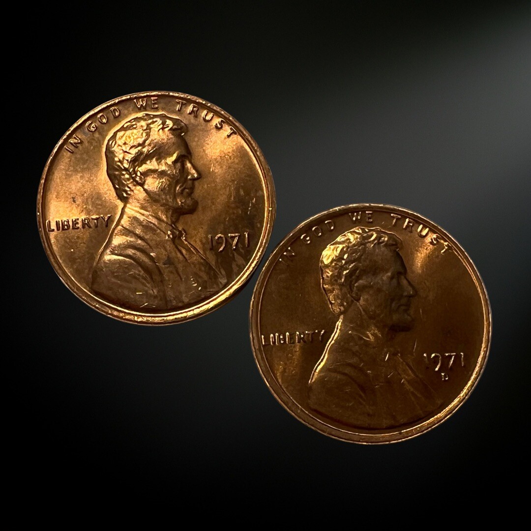 1971 P D Lincoln Memorial Cent (BU) Brilliant Uncirculated 2 Coin Set
