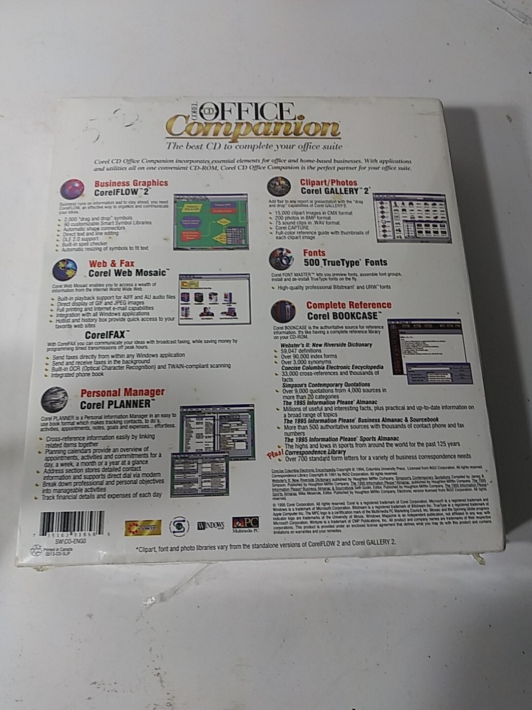 Corel Office Companion CD Vintage PC Computer Program Software Sealed 1995