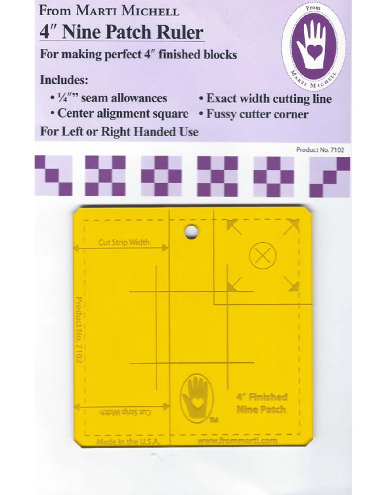 Marti Michell 4 1/2" NINE PATCH RULER TEMPLATES