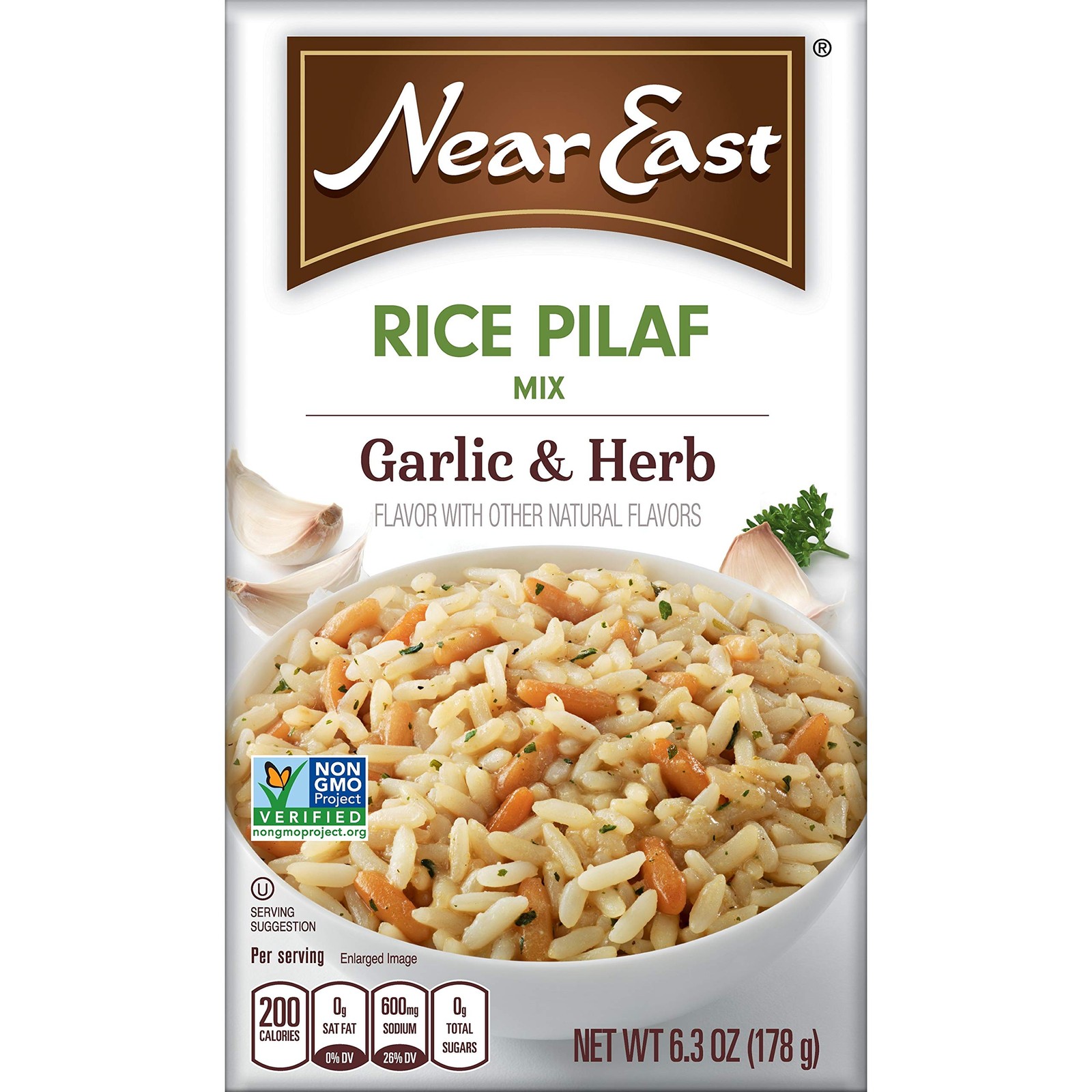 (Pack of 12) Near East Rice Mix Pilaf Garlic & Herb Natural Grain Dinner 6.3 Oz