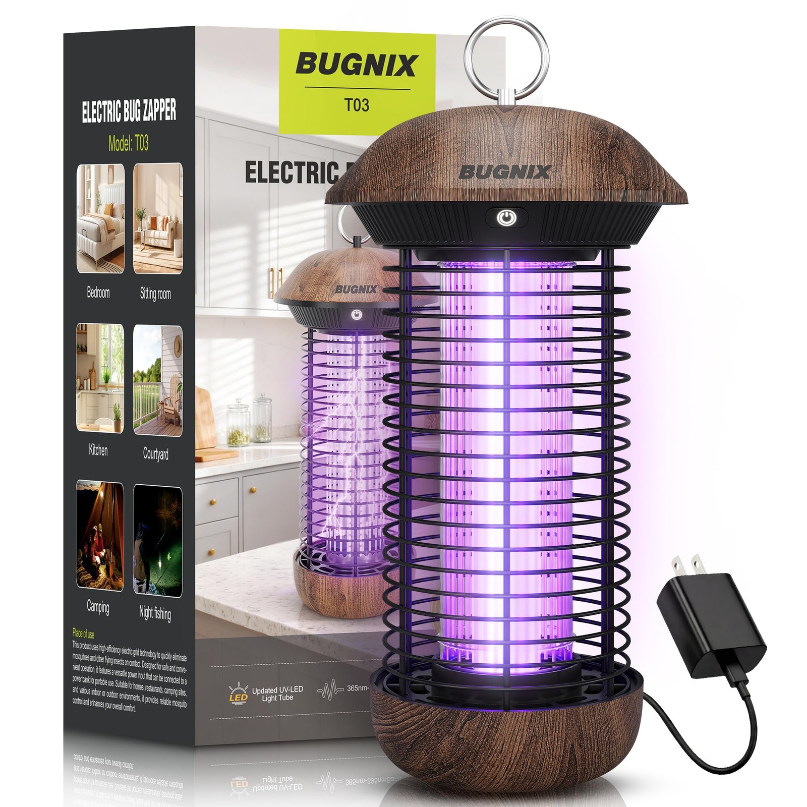 Bug Zapper Indoor Outdoor, Mosquito Zapper 4200V, USB Powered Plug-in, Works ...