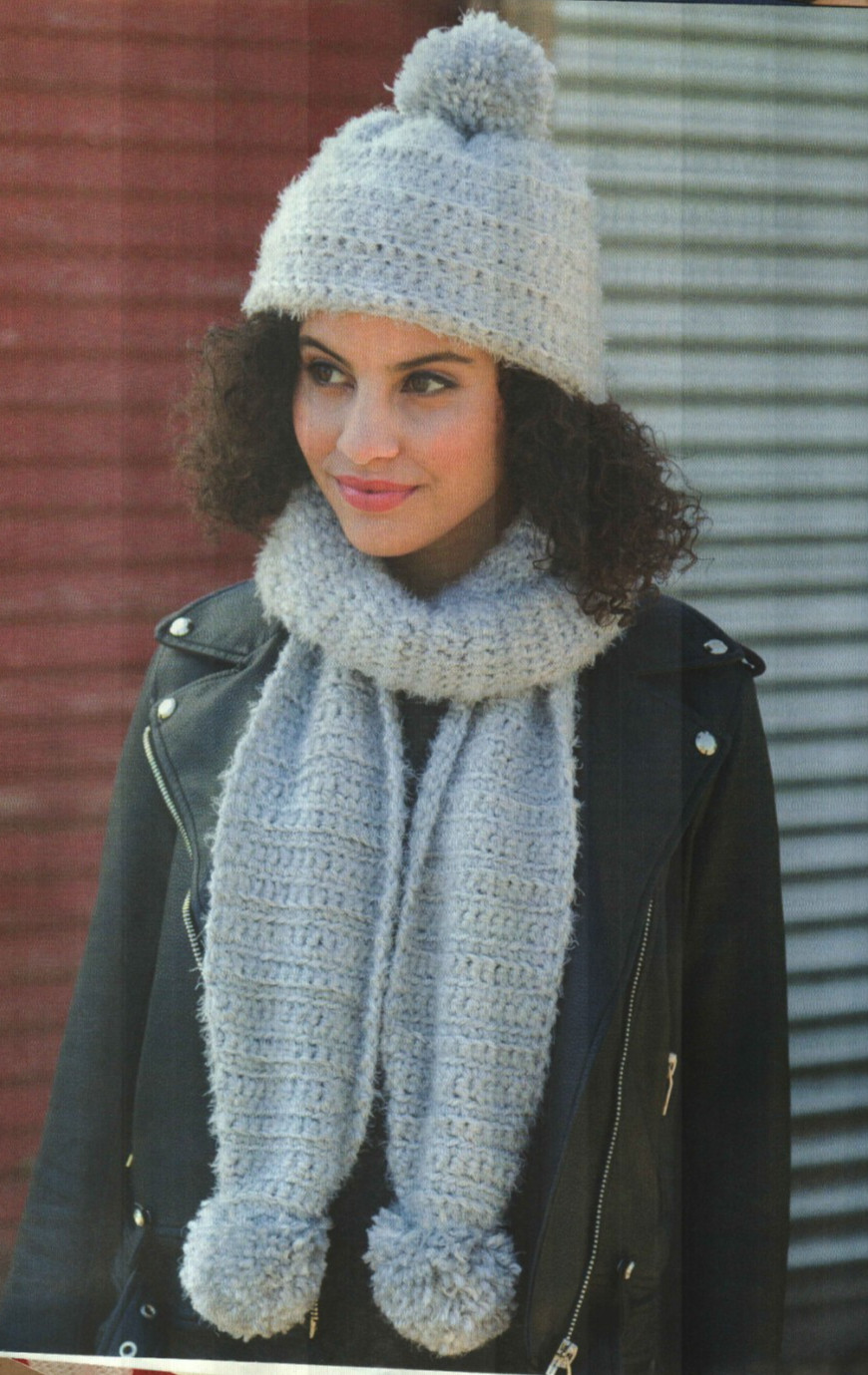 SOFT AS A CLOUD HAT & SCARF SET WOMEN'S CROCHET PATTERN INSTRUCTIONS