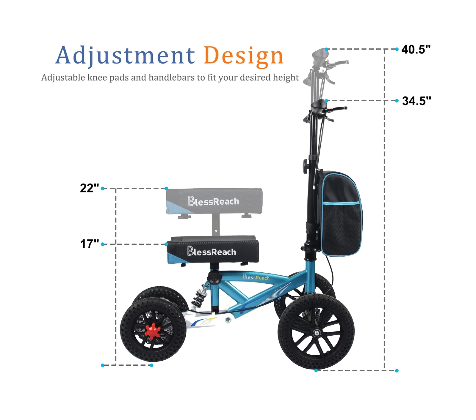 BlessReach Knee Scooter, All Terrain Foldable Knee Scooter Walker, Disc Brake...