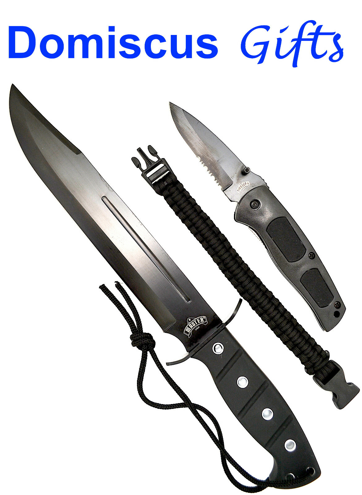15" NEW! Master USA 3 Pc. HUNTING Pocket Tactical KNIFE Knives Set SURVIVAL