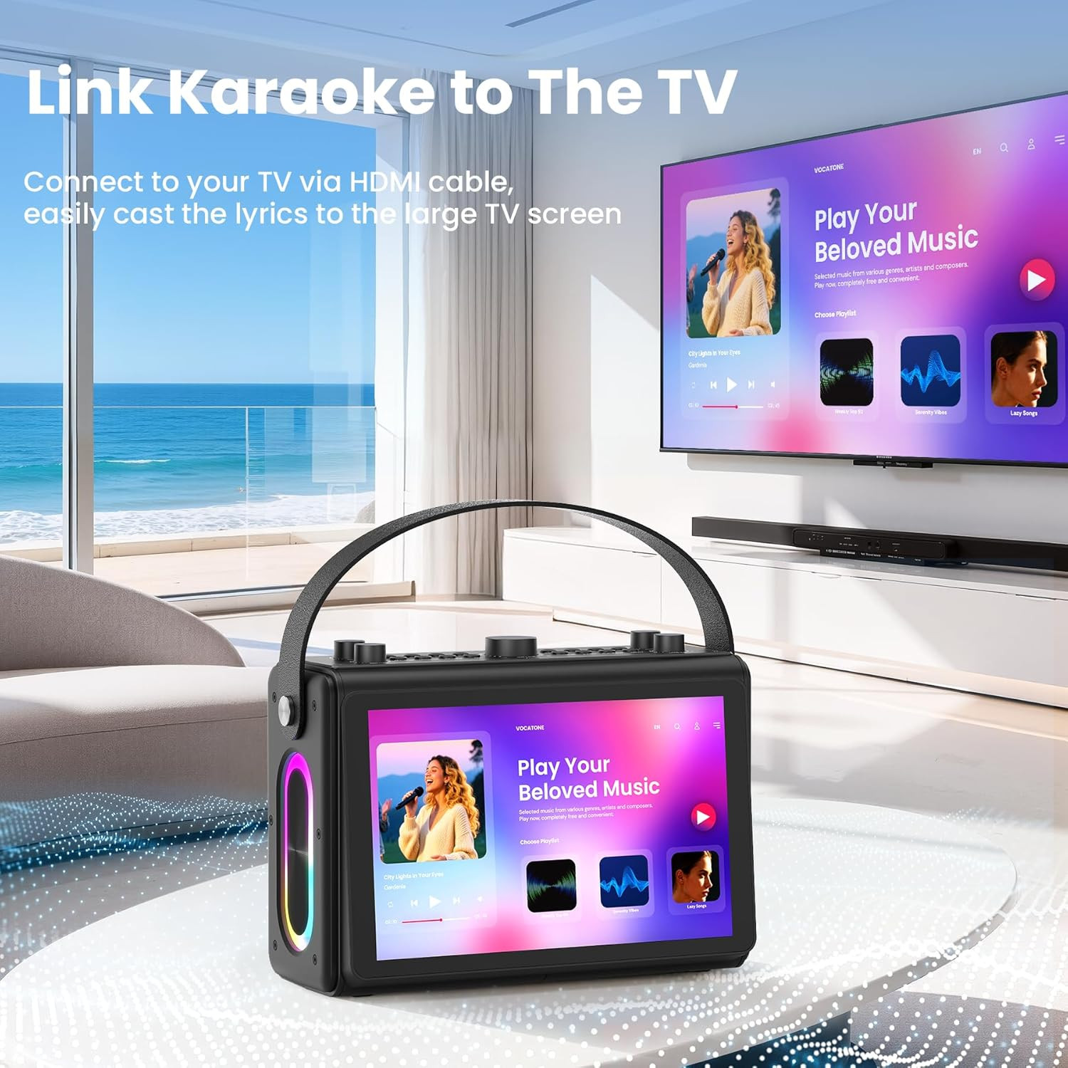 Portable Karaoke Machine with 10.1" HD Screen & 2 Wireless Microphones