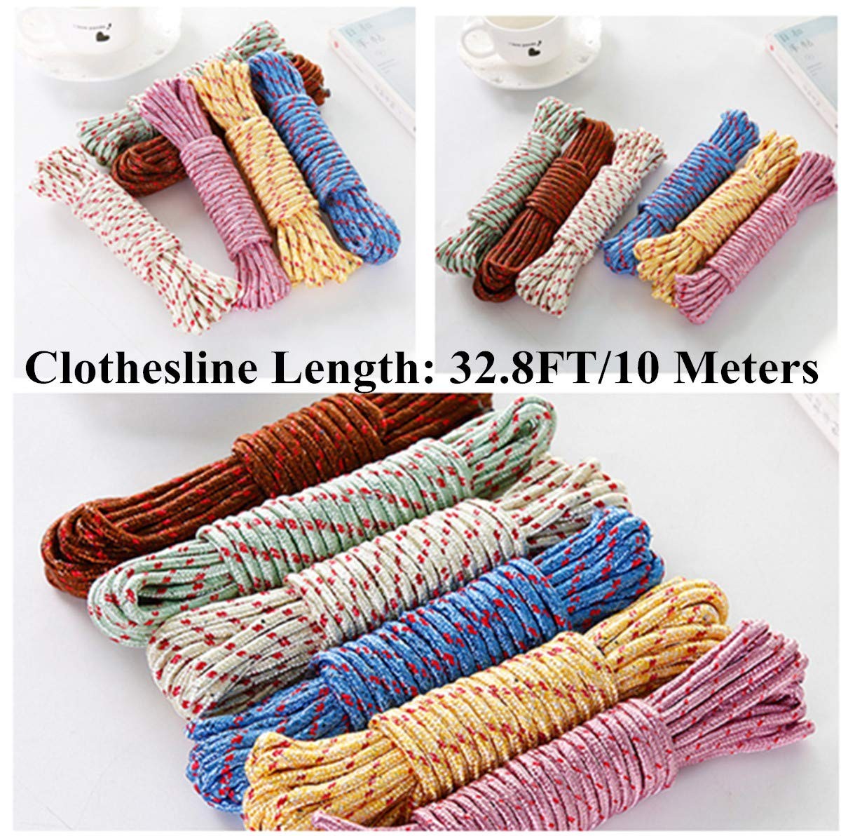 2 Pack 10M Heavy Duty Clothesline Rope Nylon Portable