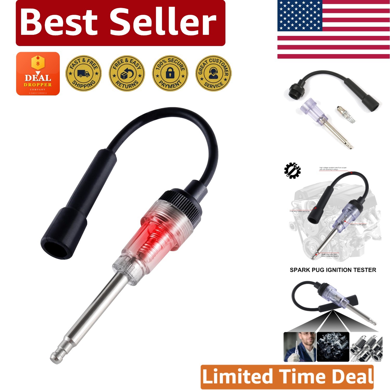 High-Temperature Resistant Inline Spark Plug Tester for Quick Troubleshooting