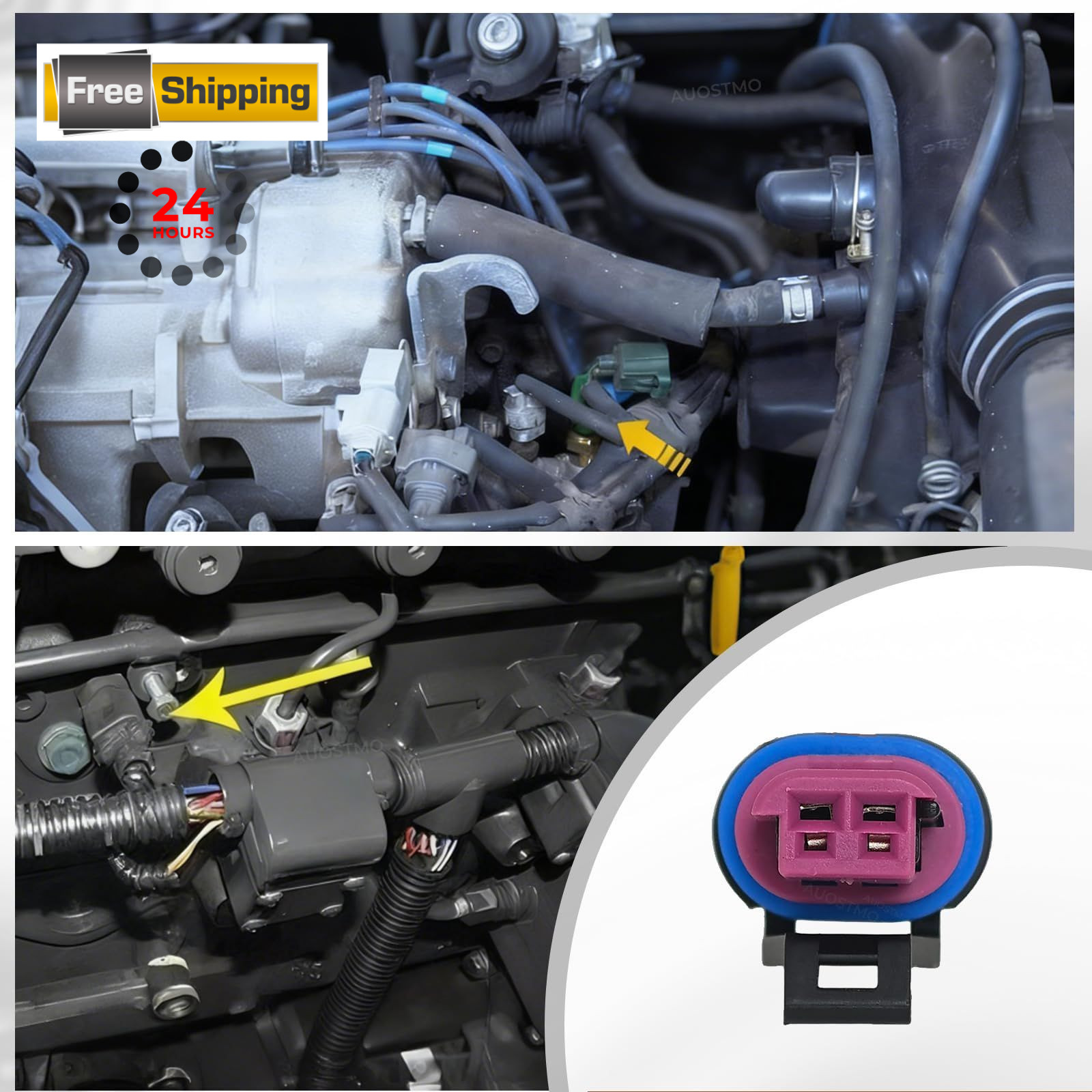 Coolant Temperature Sensor Connector for GM LS 2-Wire Pigtail, Water Temp...