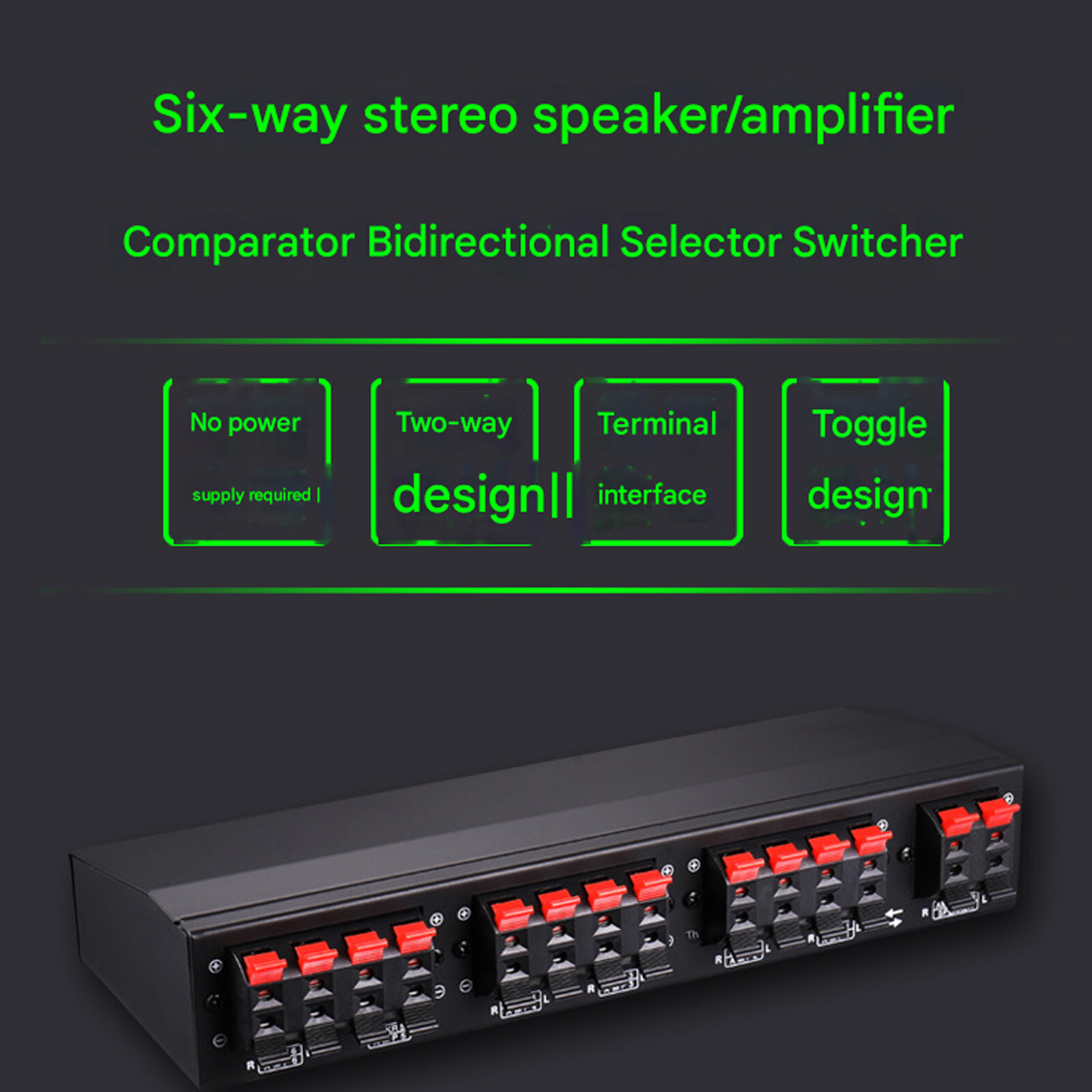 6-way Stereo Speaker Selector Switch Amplifier Selector Bidirectional SwitcherQu
