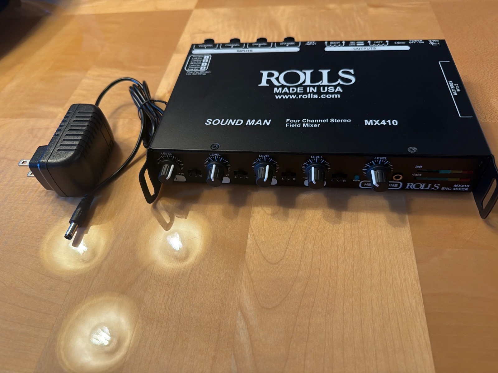 Rolls MX410 Sound Man 4 Channel Field Mixer USA Made Battery or AC Tested/Works