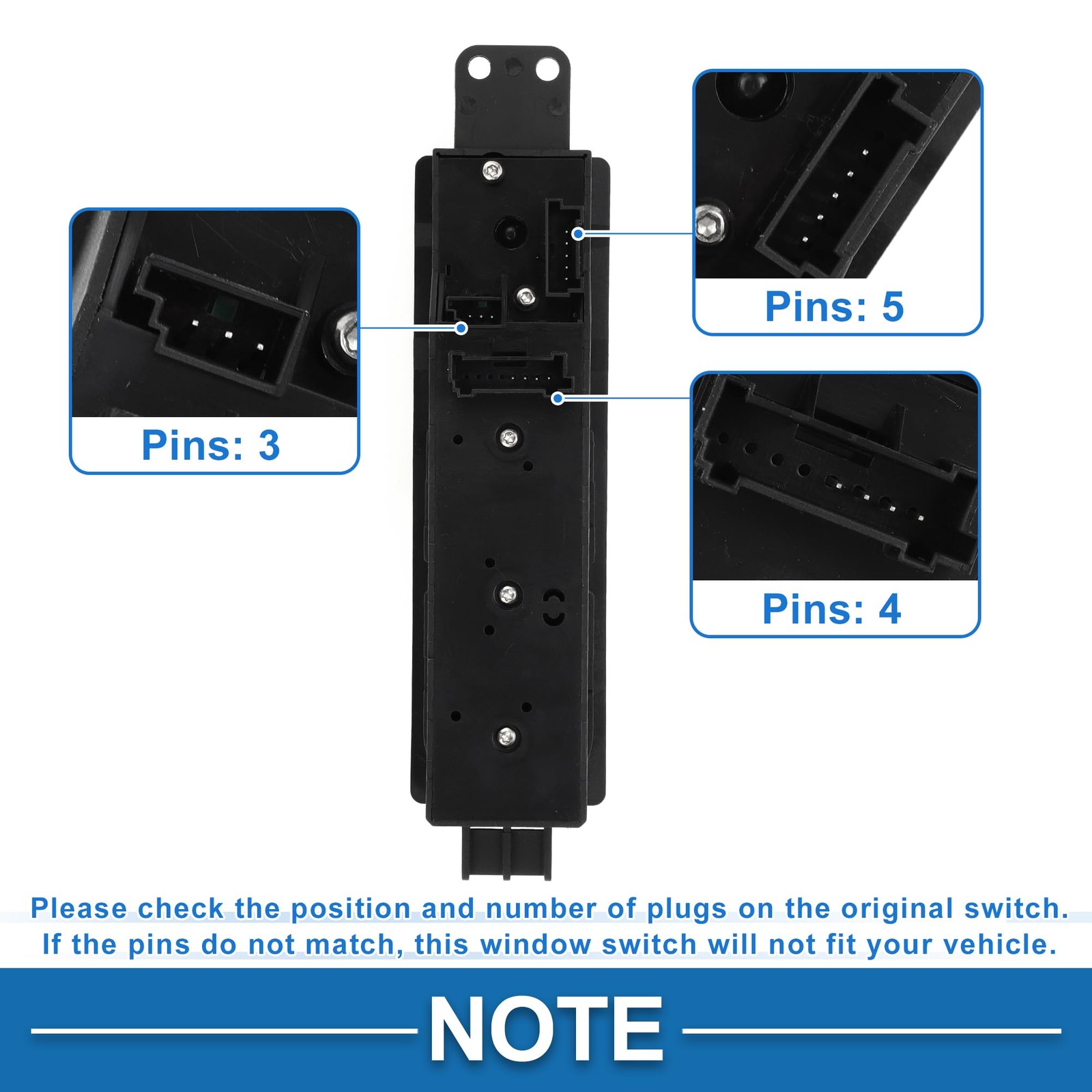 A ABSOPRO Power Window Switch No.9065451613 Control for Black