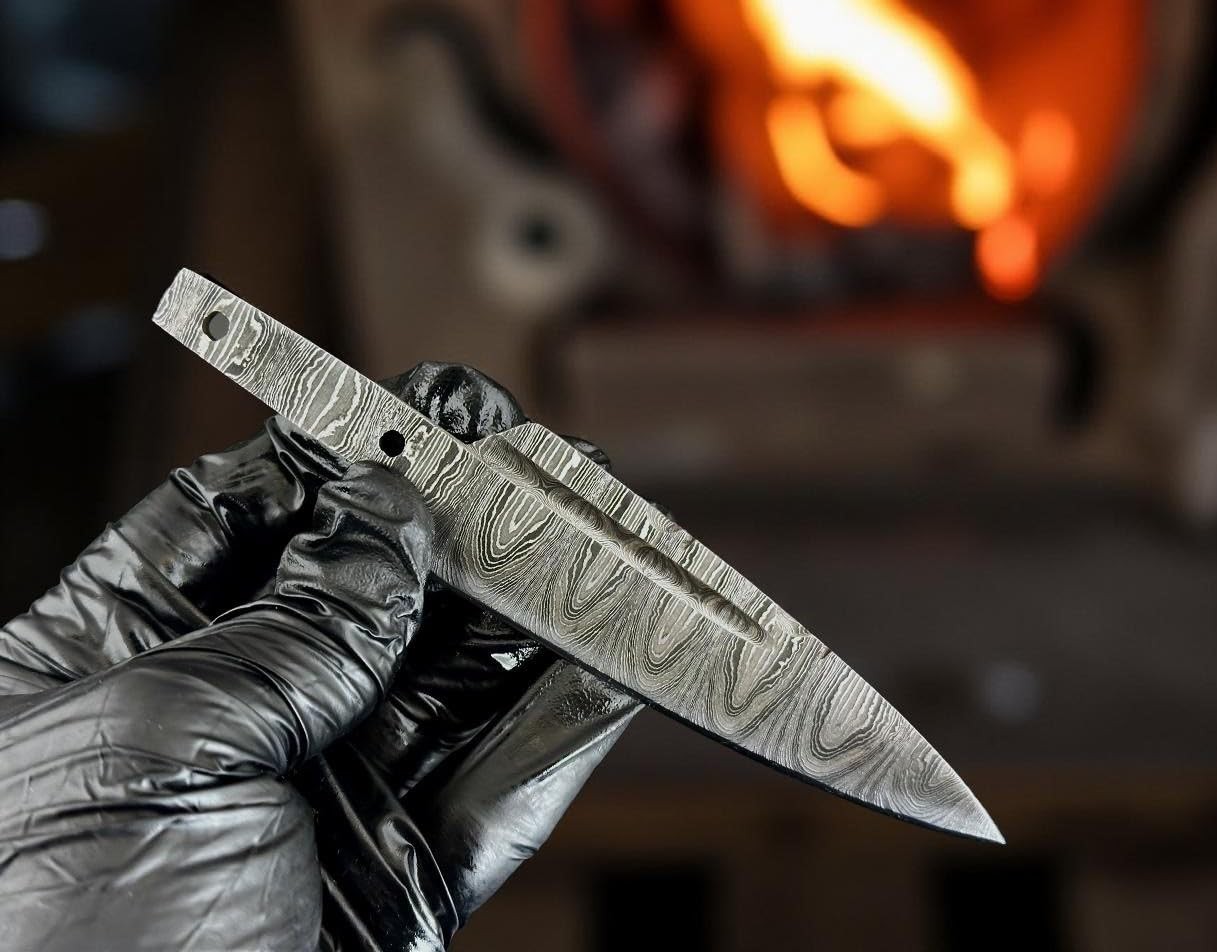 Jayger Handmade Damascus Steel Sgian Dubh Blank Blade – Heat Treated & Sharp ...