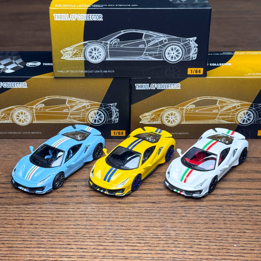 TOC 1/64 Scale 488 Pista Racing Sports Car Diecast Alloy Model Car 3 Colors Gift