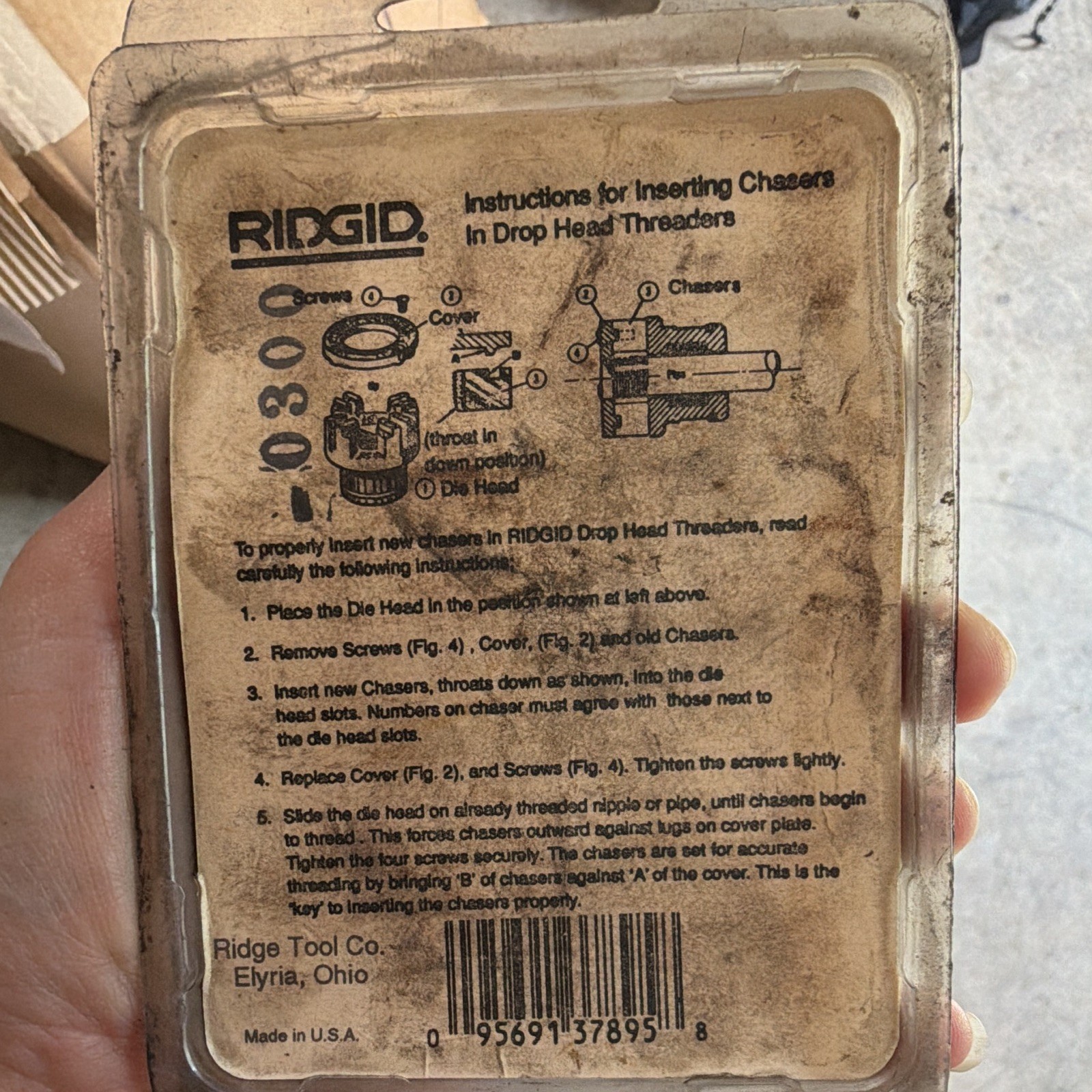 RIDGID 37895 2" NPT Right Hand Pipe Threading Die Set Chasers.