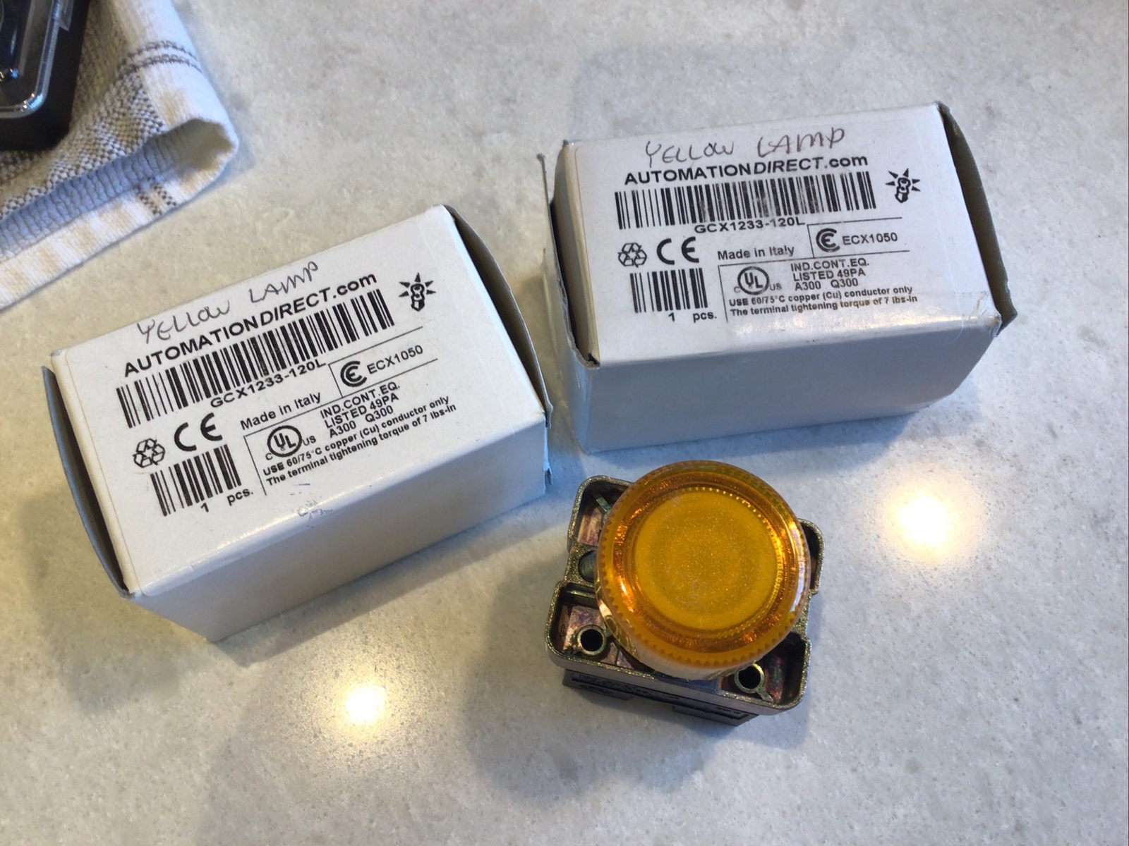 Automation Direct GCX1233-120L Illuminated Indicating Lights, Yellow, 22mm, 120V