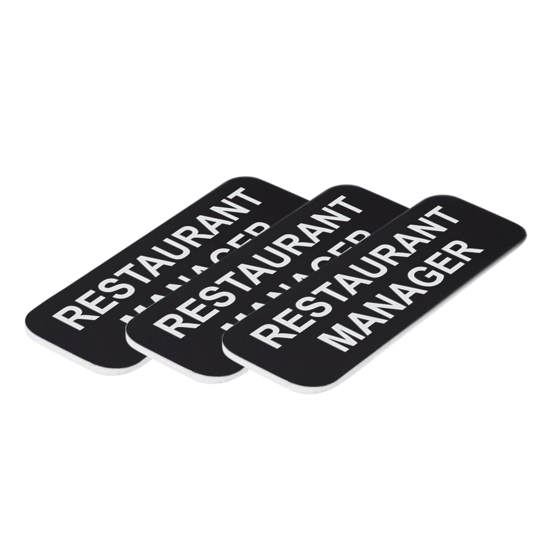 Restaurant Manager 1 x 3" Name Tag/Badge, (3 Pack)