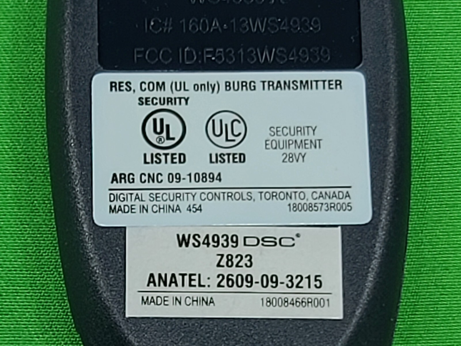 DSC WS4939-ADT 4-Button Wireless Key-Fob