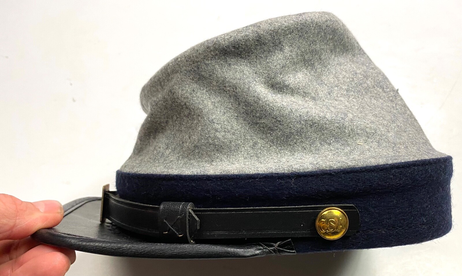 CIVIL WAR CSA CONFEDERATE INFANTRY GREY WOOL KEPI FORAGE CAP HAT-XLARGE