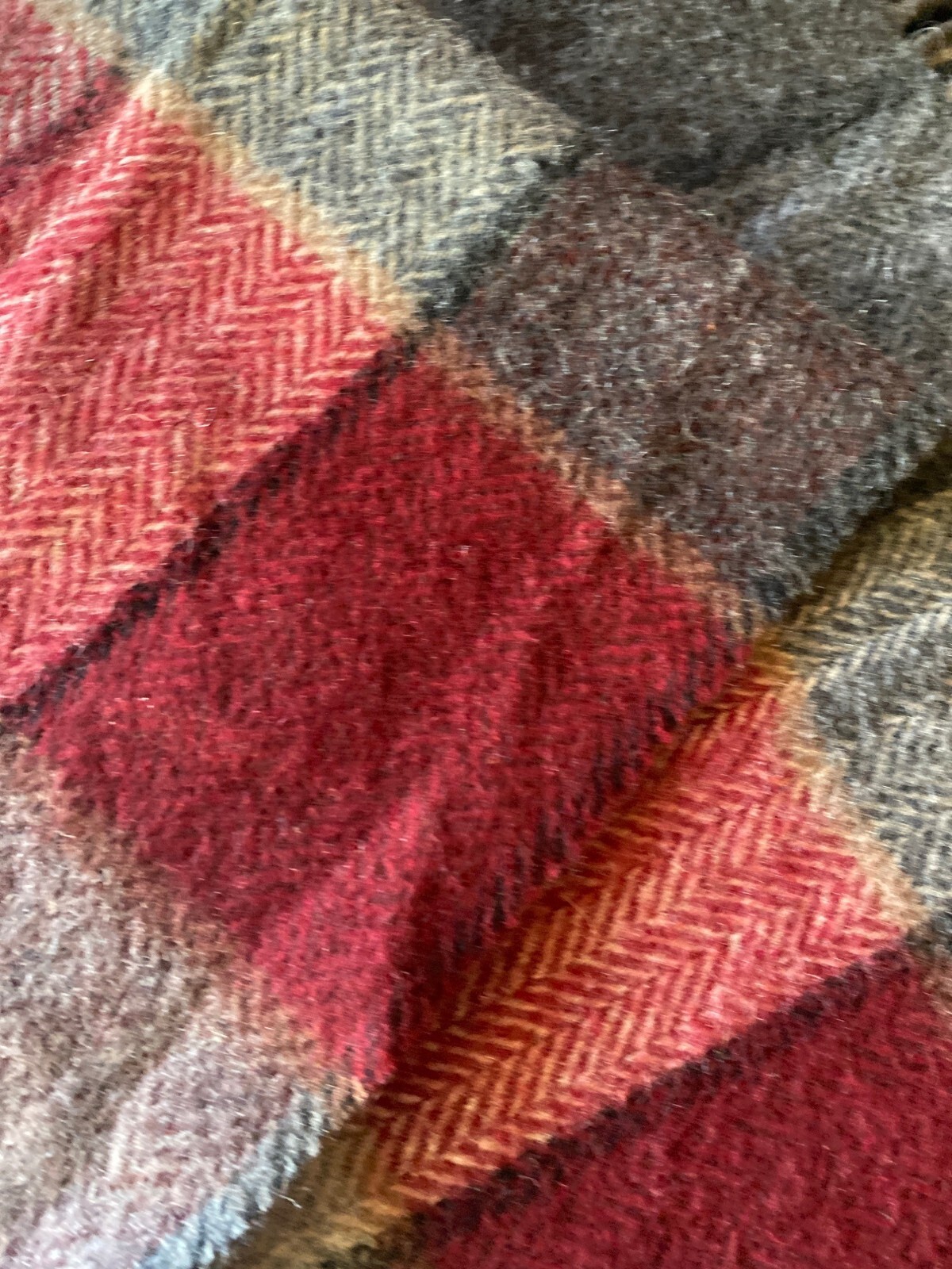 Frank & Oak Wool Plaid Red Gray One Size
