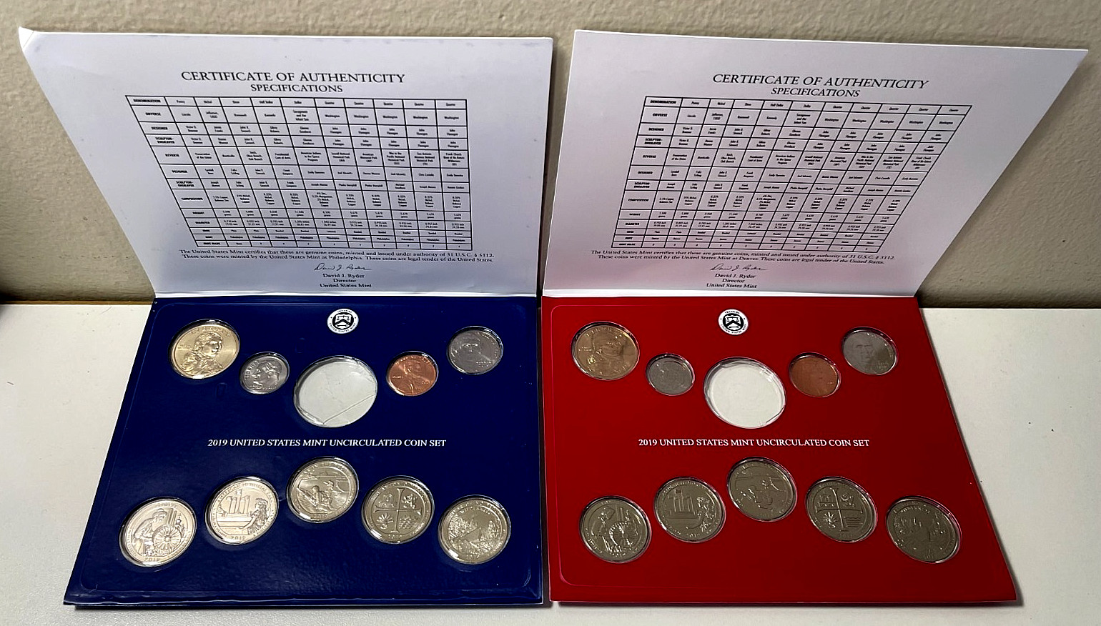 2019 P and D Uncirculated 18 Coin United States Mint Set-Missing Kennedy Halves