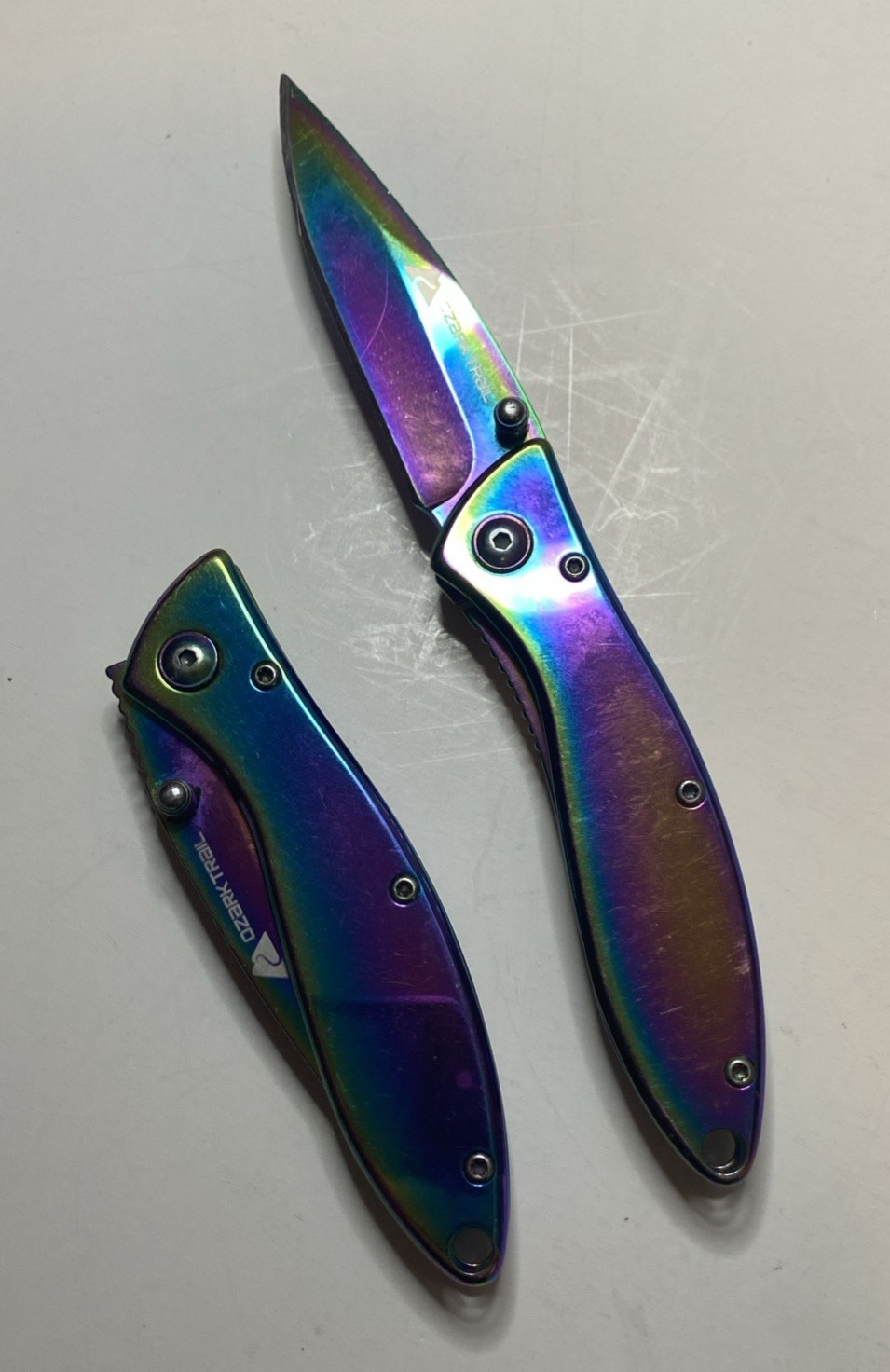 Lot of 2 Ozark Trail Haze Folding Knife - Multi-Color, Stainless Steel Blade