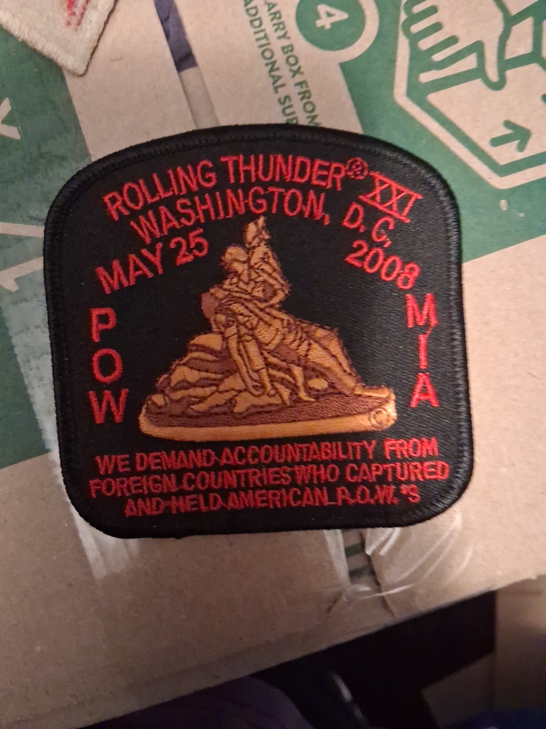 2008 Rolling Thunder POW MIA Patch Washington DC 21st Anniversary XXI Bike Rally