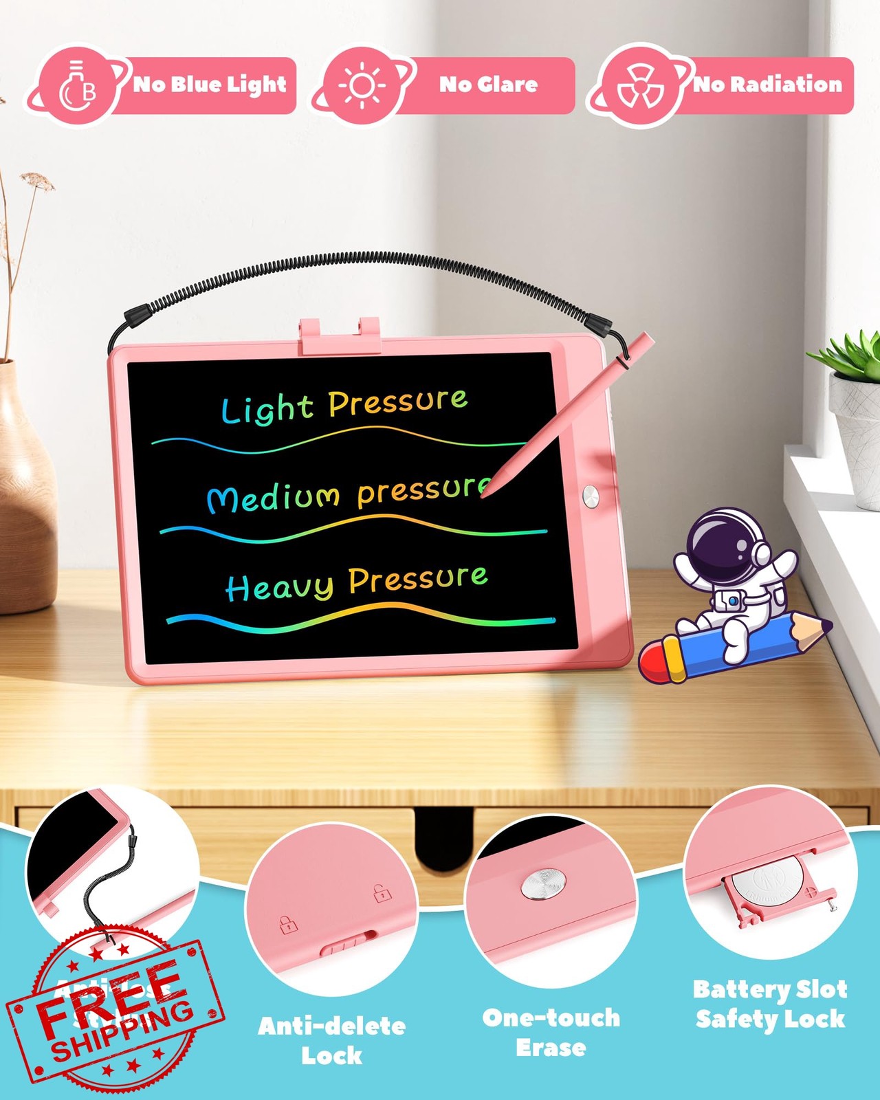 ORSEN 10 Inch Pink LCD Tablet