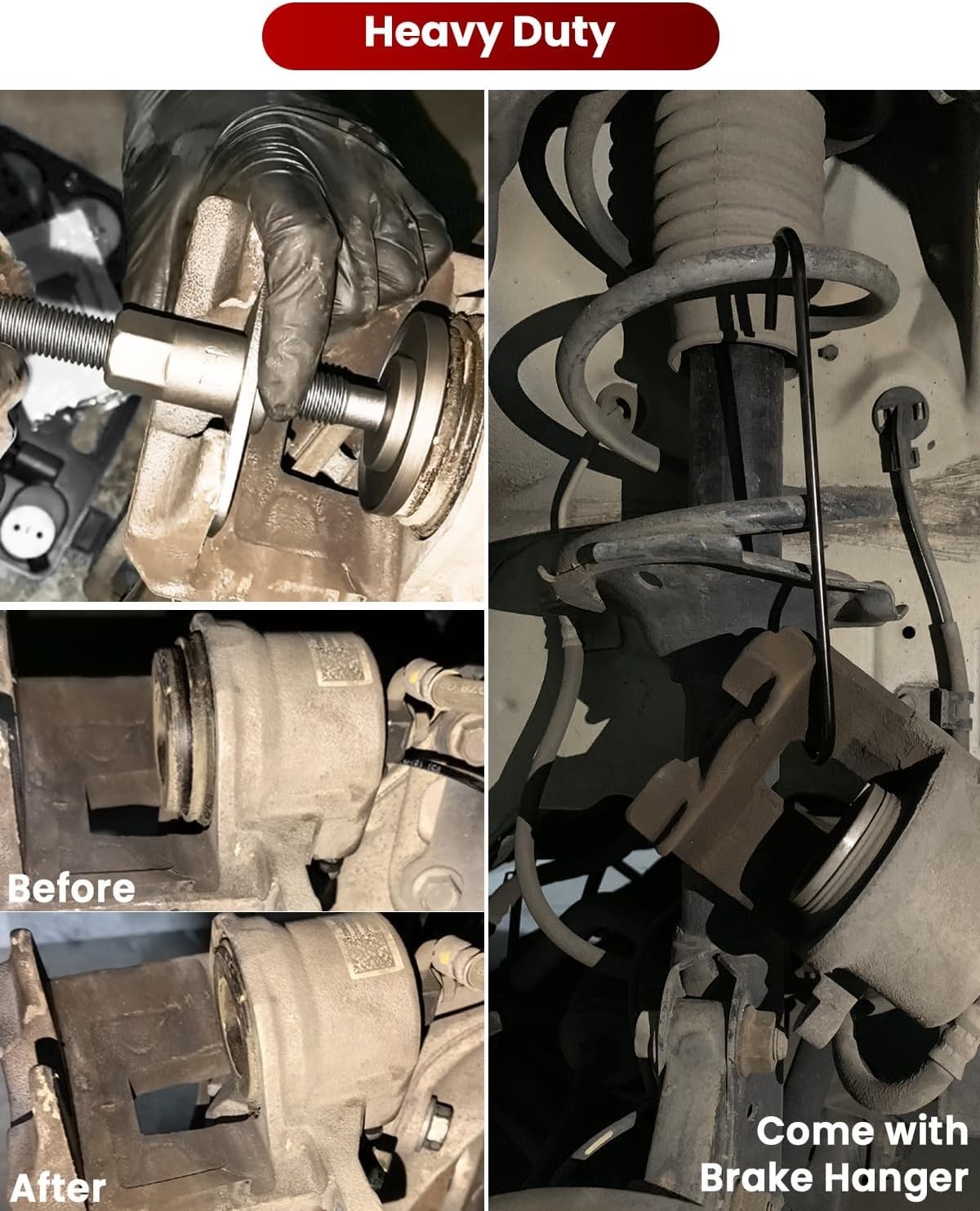 Robust Brake Caliper Compressor Kit with 24 Adapters - Easy Operation & Storage
