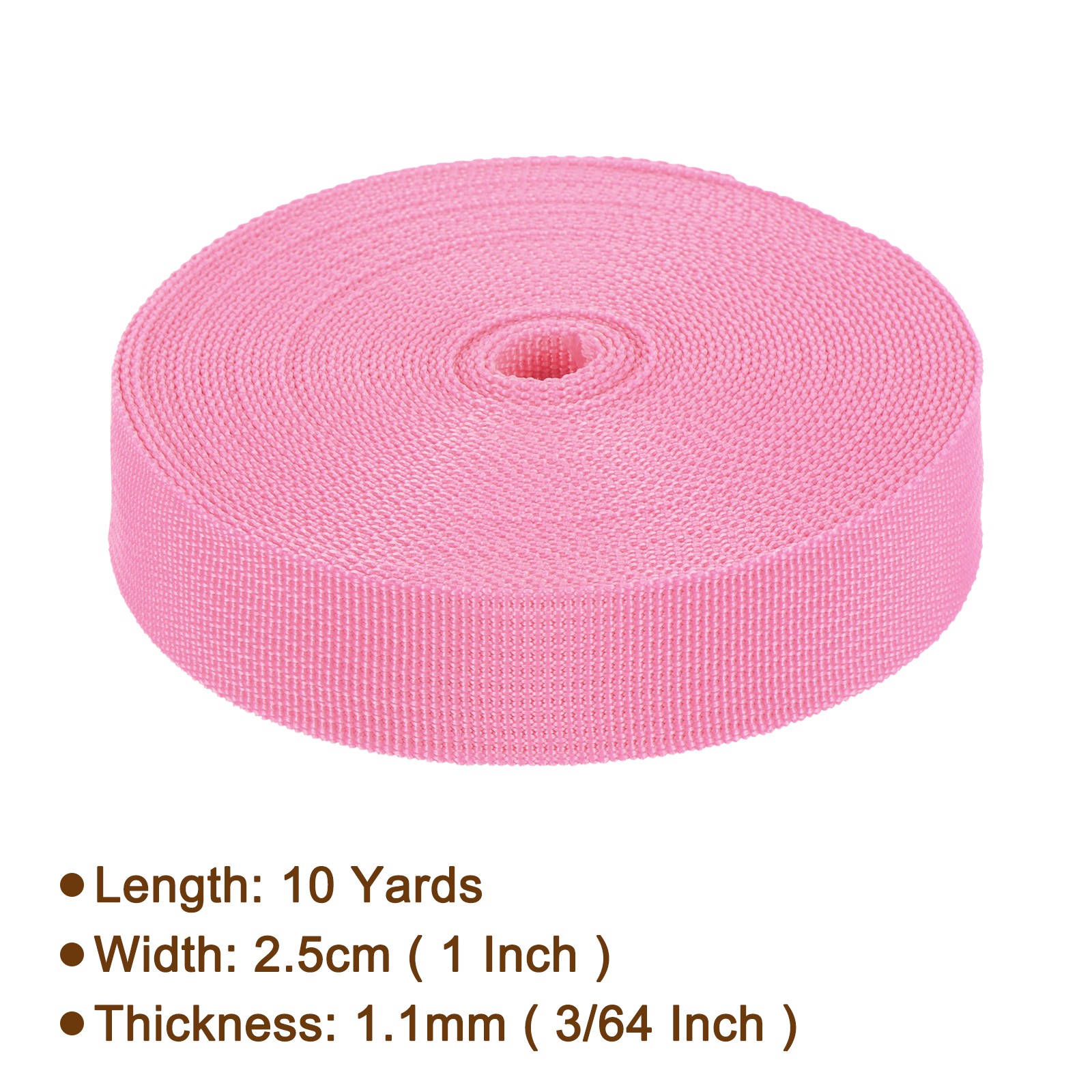 Nylon Webbing Strap 10 Yards 1" Polypropylene Lightweight Strap Pink