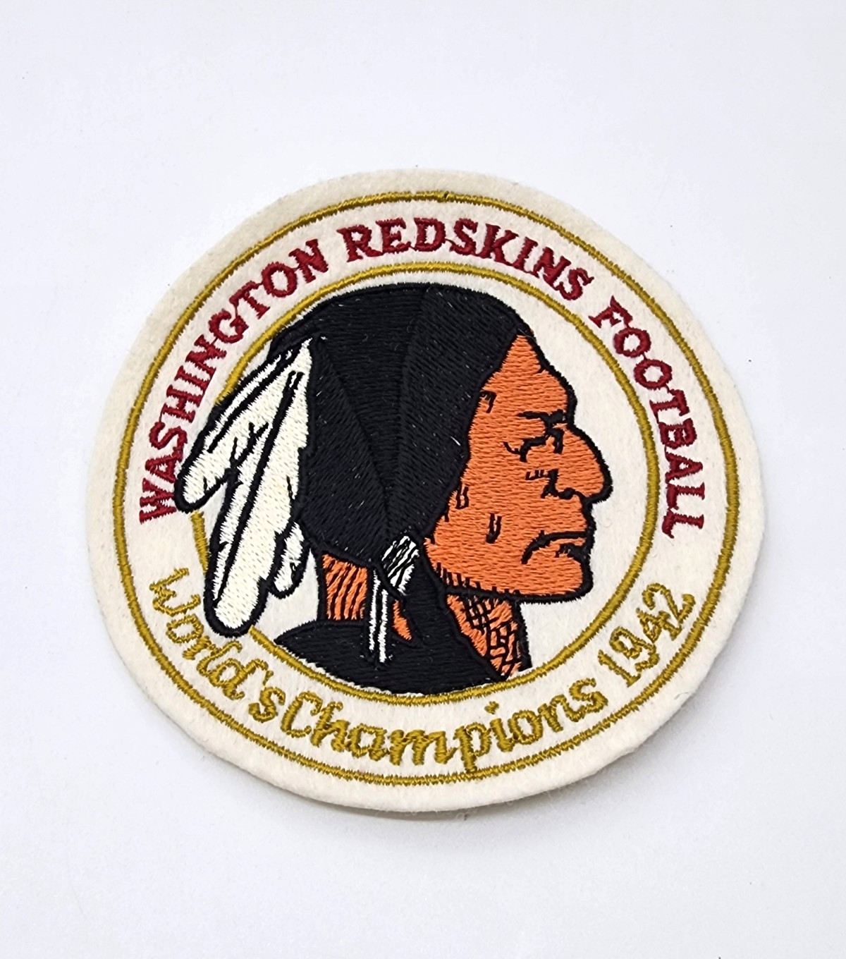WASHINGTON REDSKINS 1942 WORLD CHAMPIONS - VINTAGE EMBROIDERED FELT PATCH