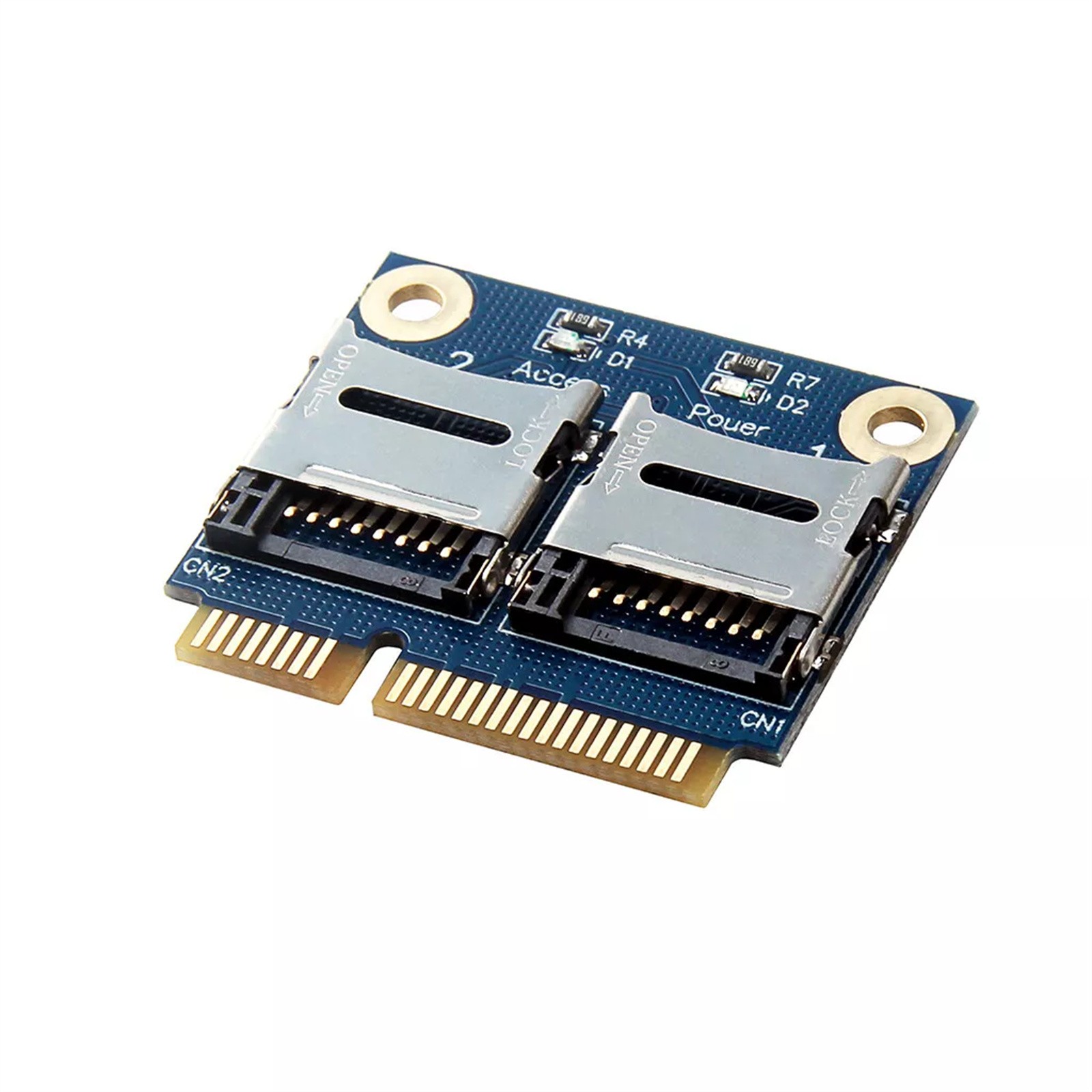 Mini pci-e to 2 TF adapter card USB 2.0 based PCI Express Half-Mini Card
